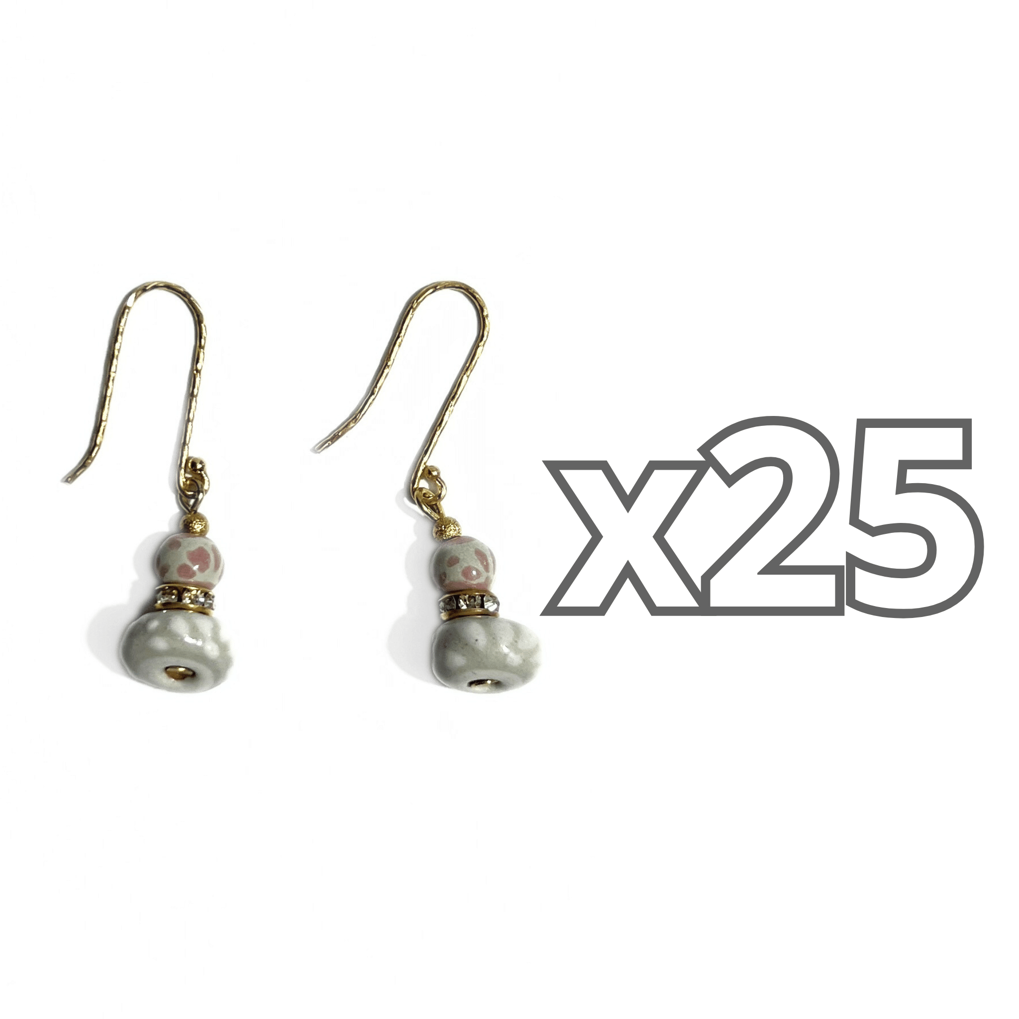 ARETES ESFERA DECORADO ROSA Y DONA DECORADO BLANCO