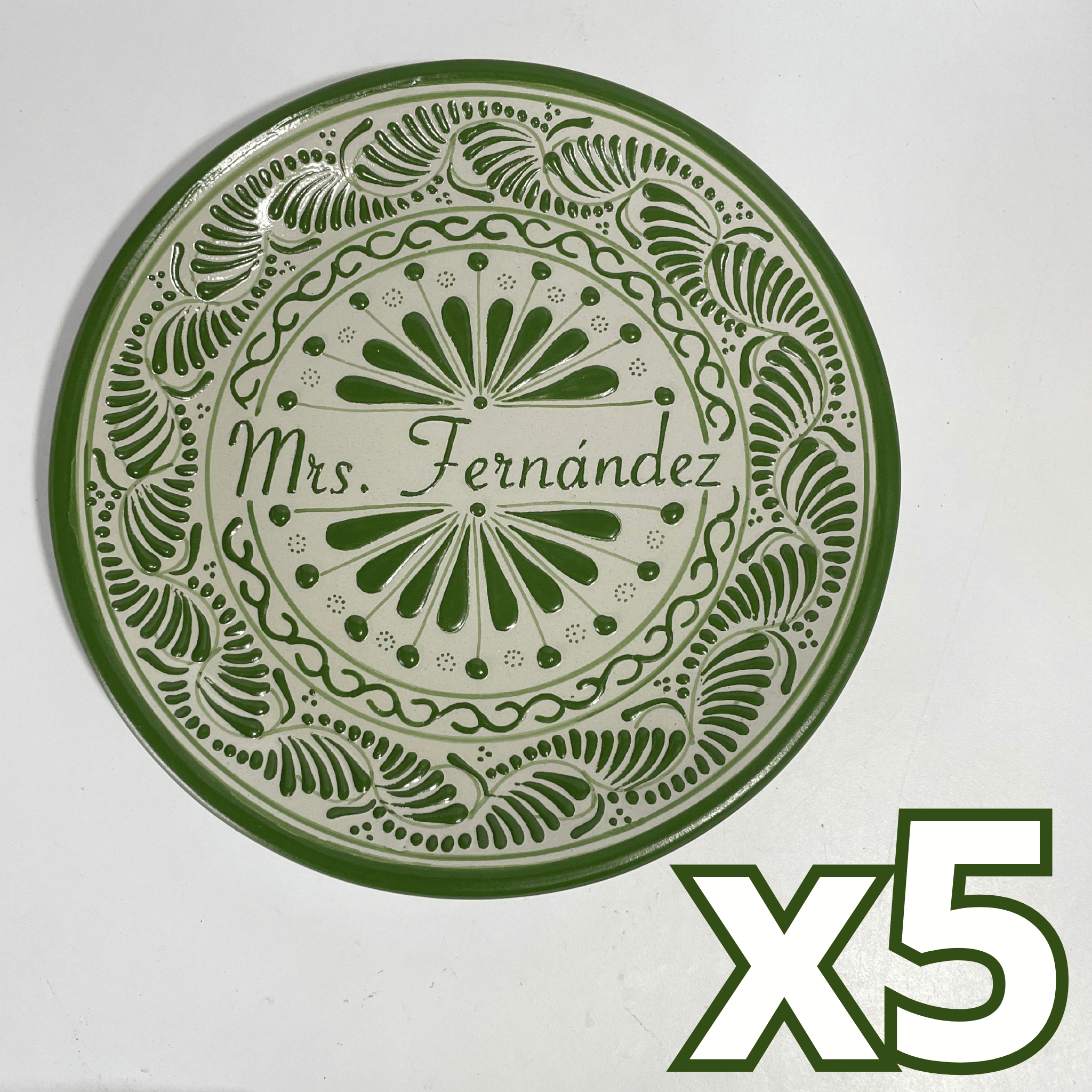 PLATO PLANO 16 CARACTERES FONDO TRADICIONAL CENEFA VERDE NOMBRE