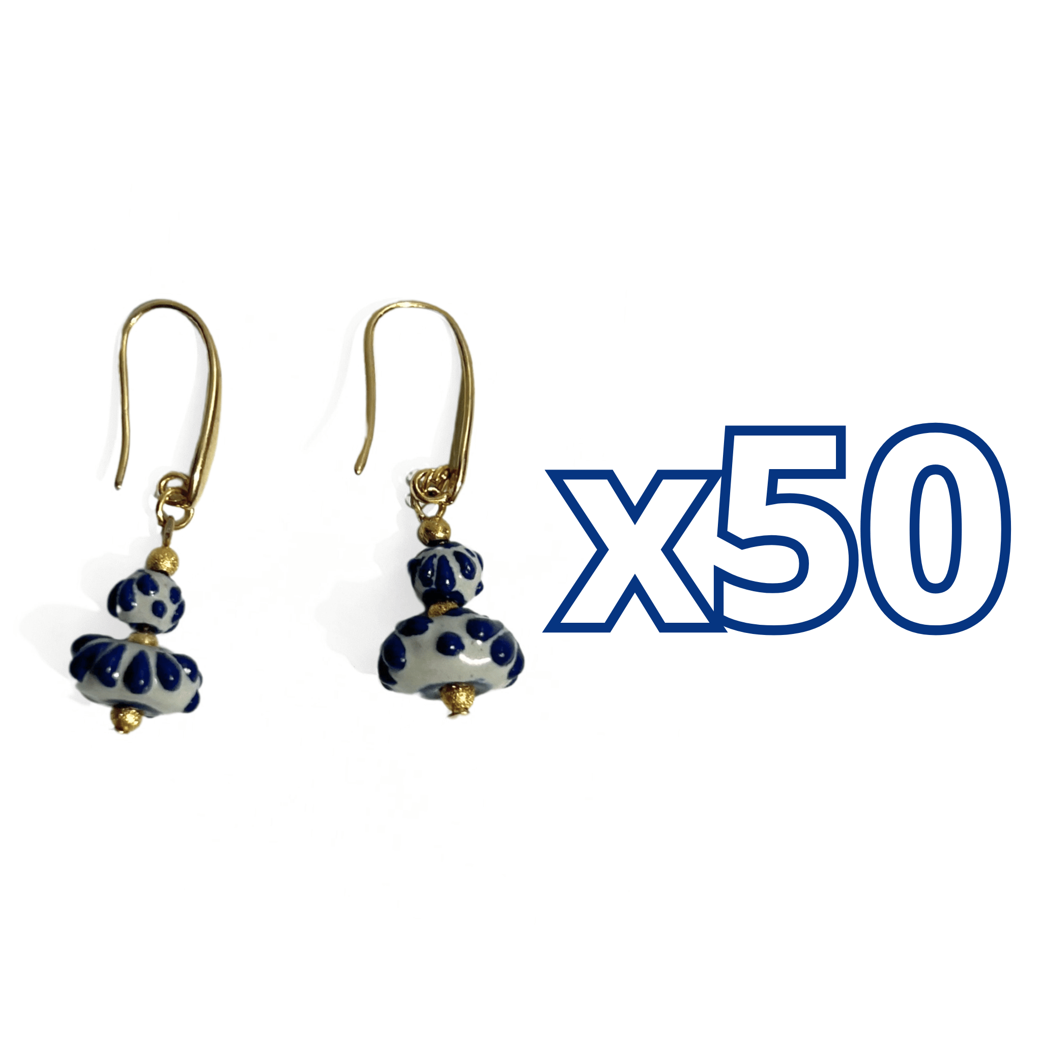 ARETES ESFERA Y DONA FONDO TRADICIONAL DECORADO AZUL COBALTO