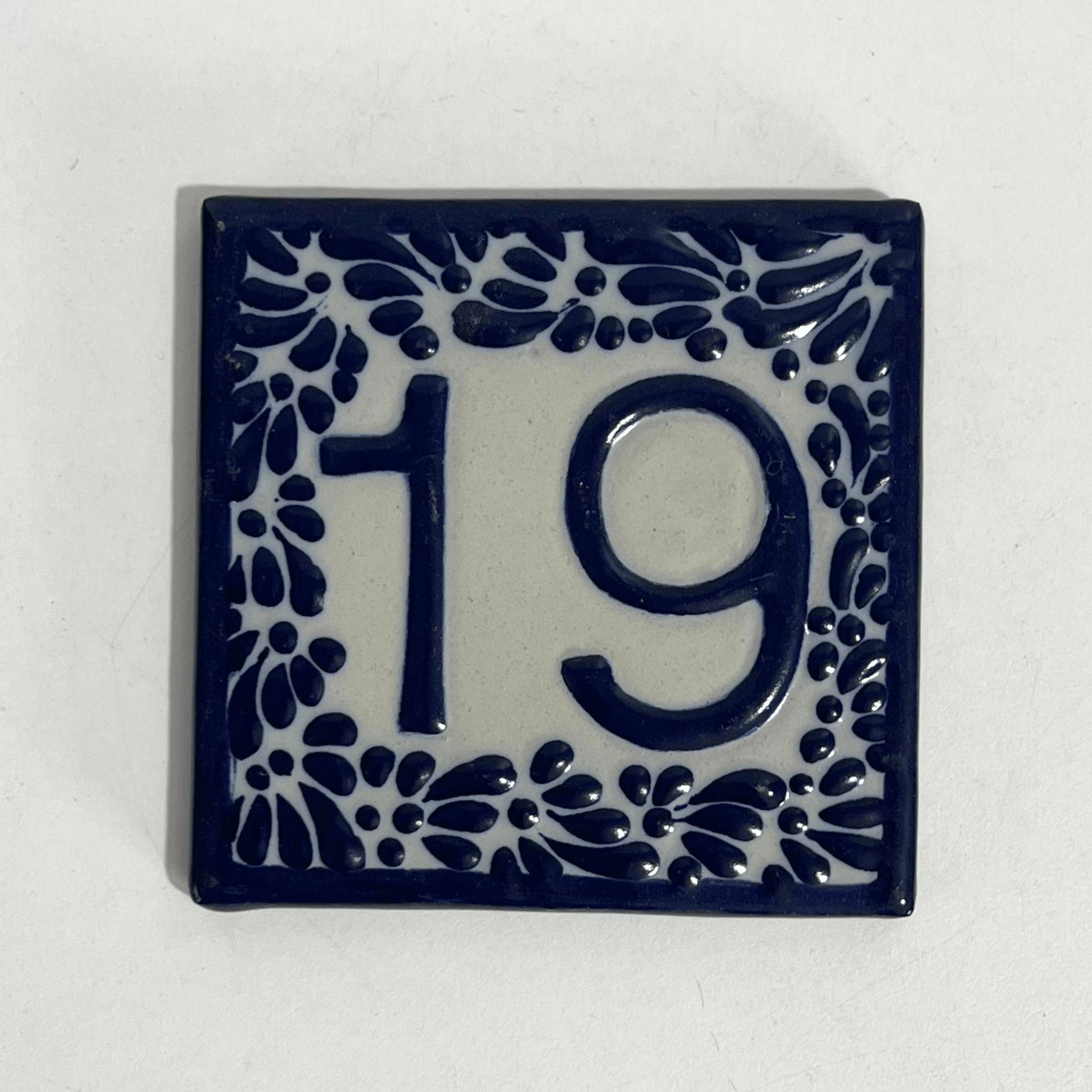 MOSAICO 10 CM NUMERO 19 PARA EXTERIOR FONDO TRADICIONAL MIK CENEFA AZUL COBALTO