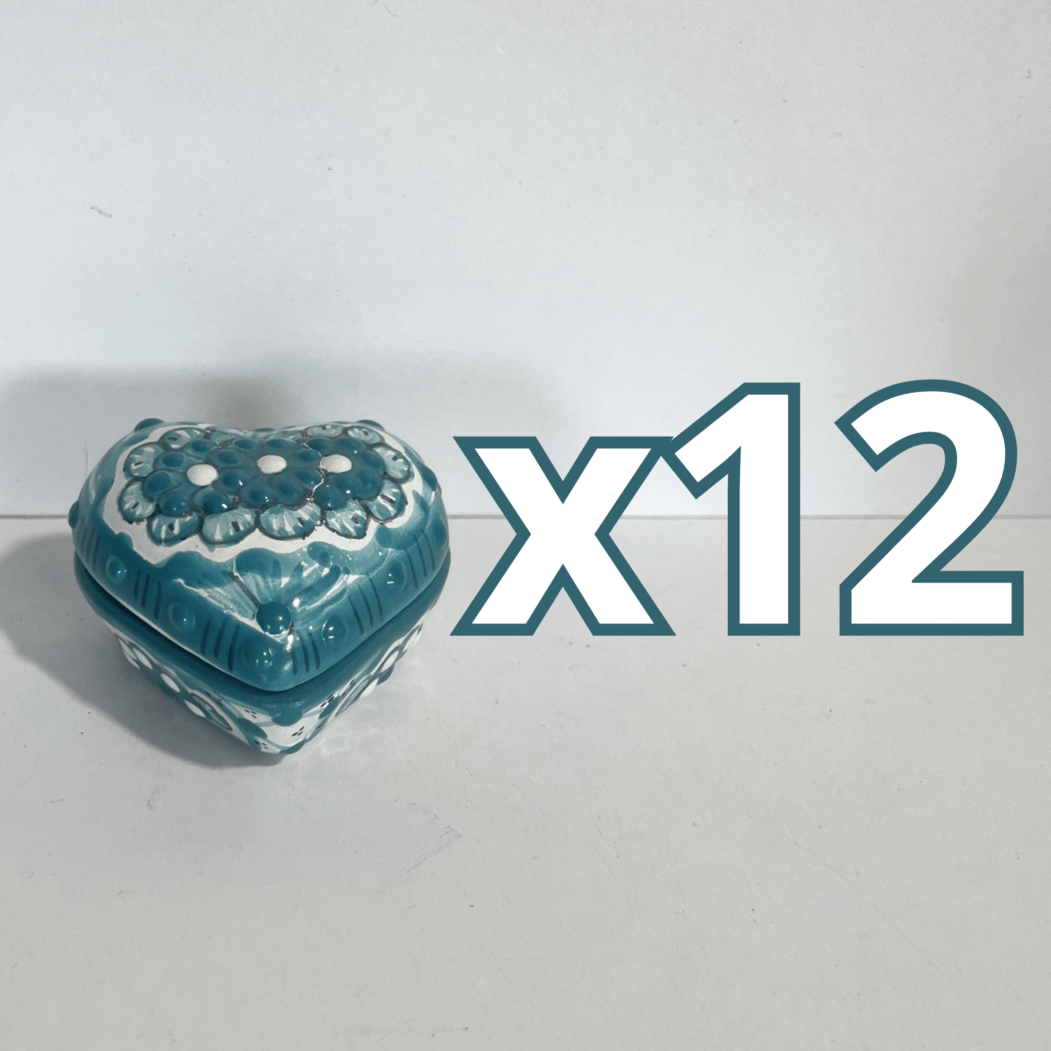 PAQUETE ALHAJERO CHICO FORMA DE CORAZON NO PERSONALIZADO FONDO TRADICIONAL MIK VERDE TURQUESA