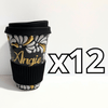DESTELLOS DE ORO TERMO PERSONALIZADO 15 CM SIN ASA FONDO NEGRO MIK BLANCO NOMBRE