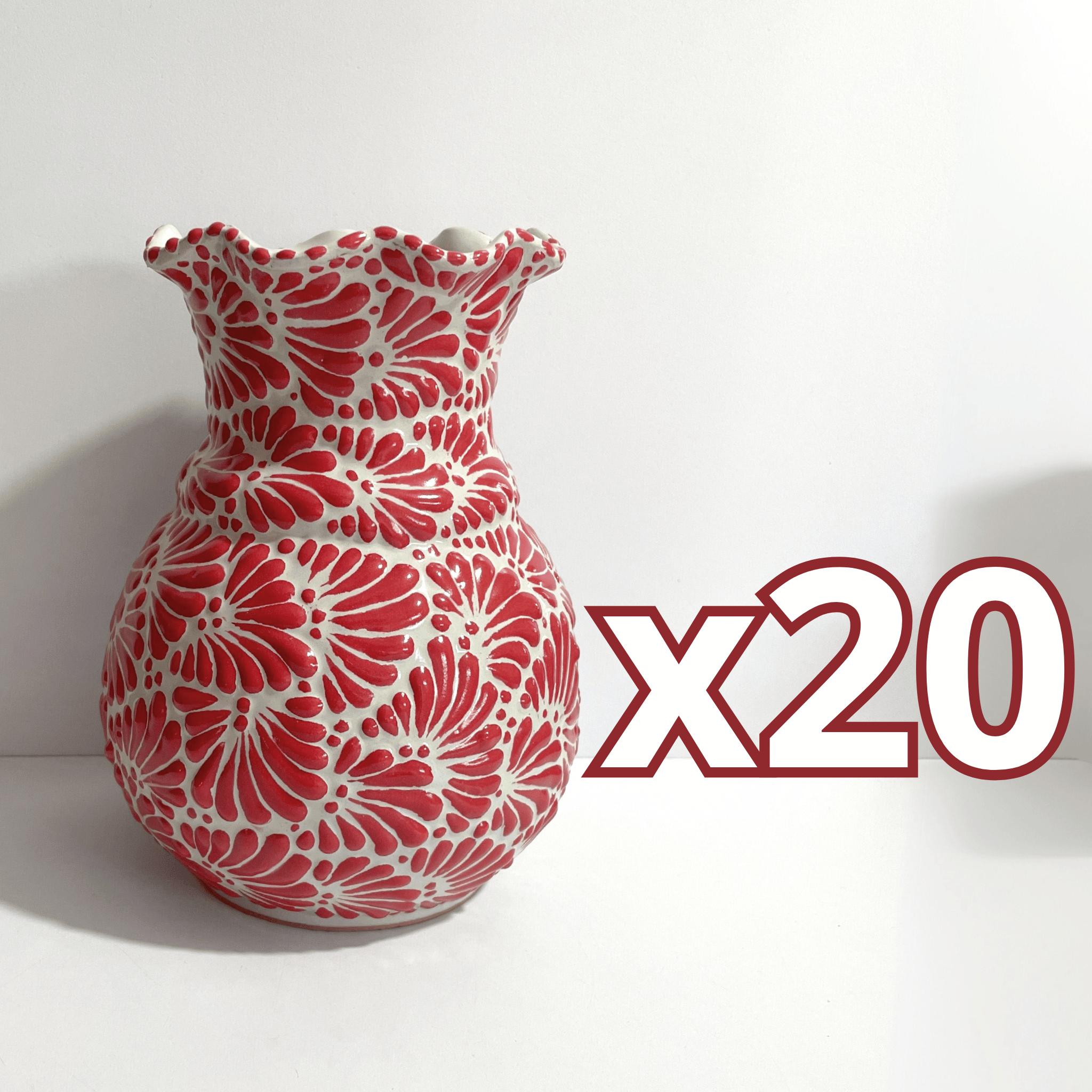 FLORERO ONDAS 20 CM FONDO TRADICIONAL MIK ROJO