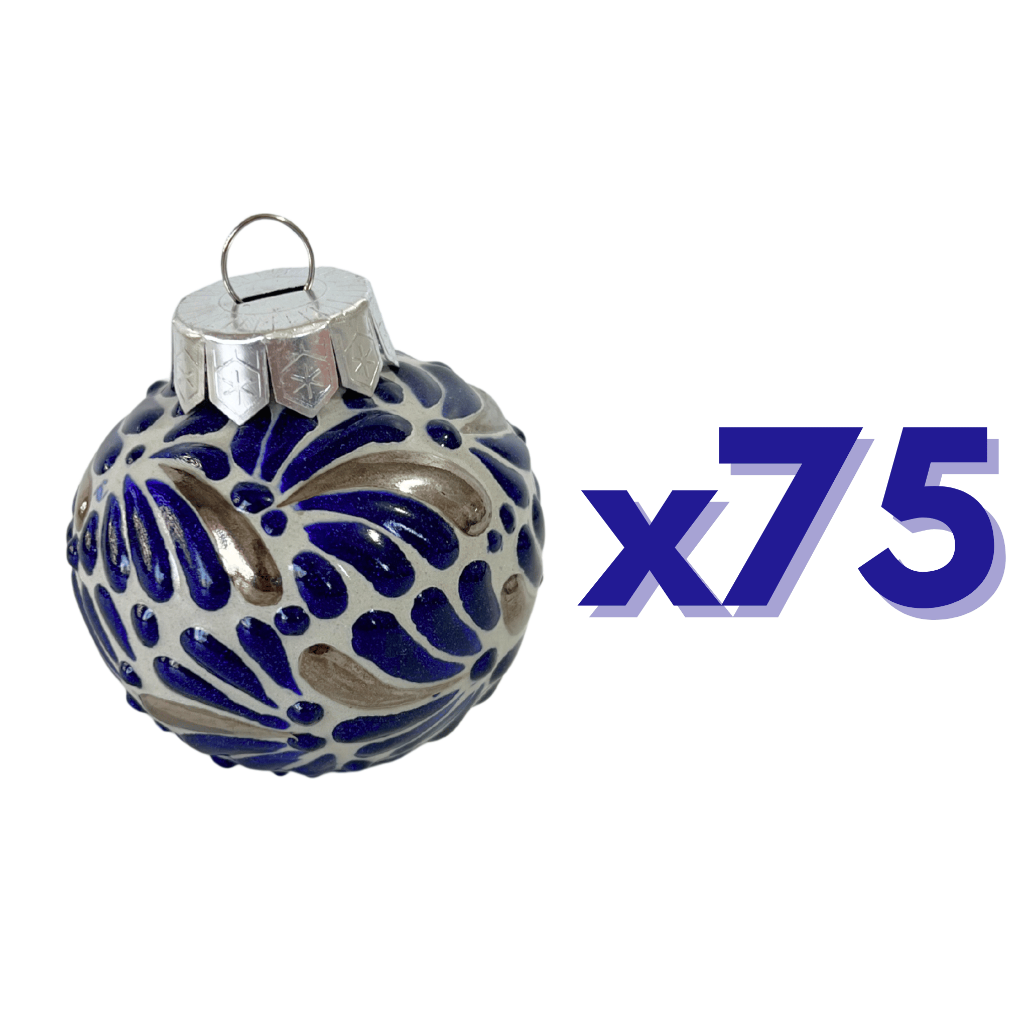 ESFERA NAVIDEÑA MIK AZUL COBALTO DESTELLOS DE PLATA