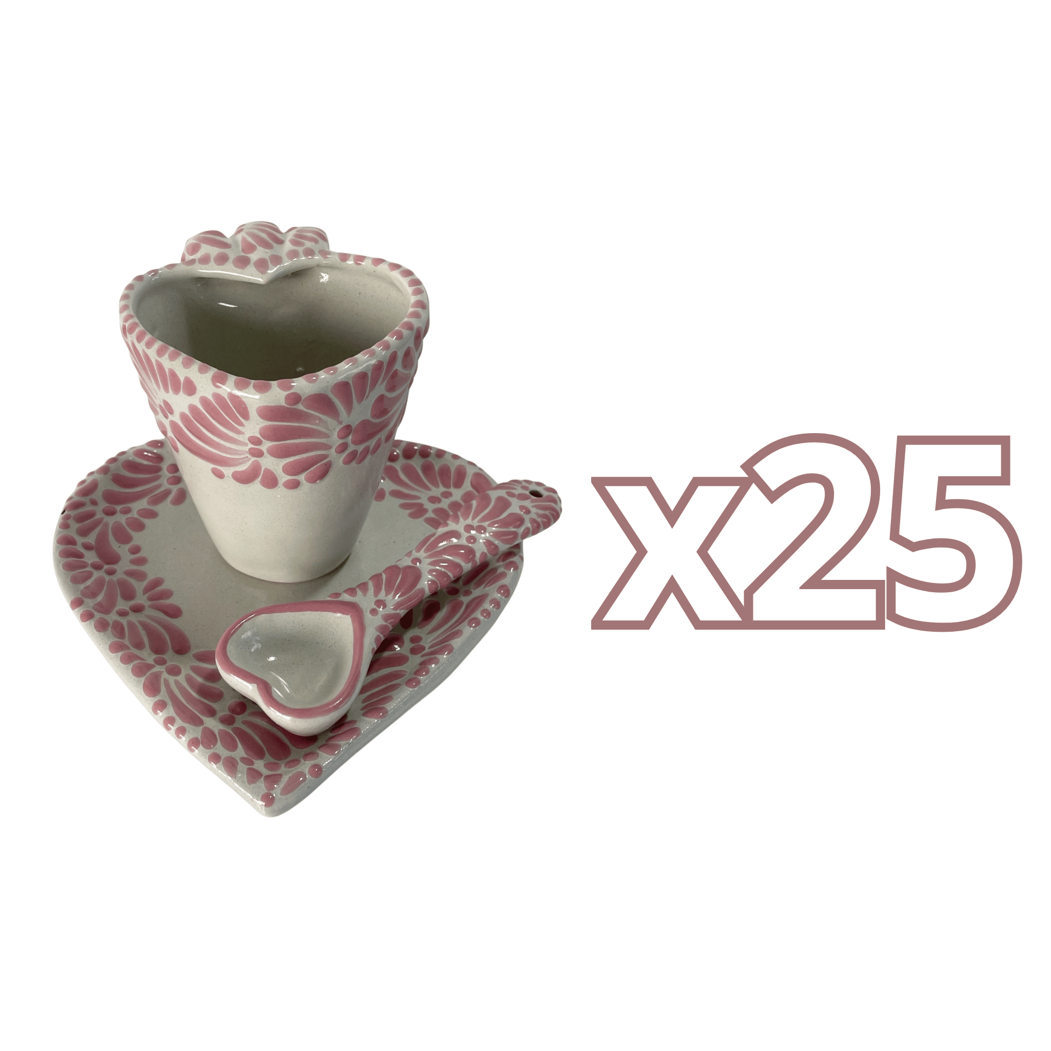 SET 3 PIEZAS FORMA CORAZON CON CUCHARA CORAZON FONDO TRADICIONAL MIK CENEFA ROSA