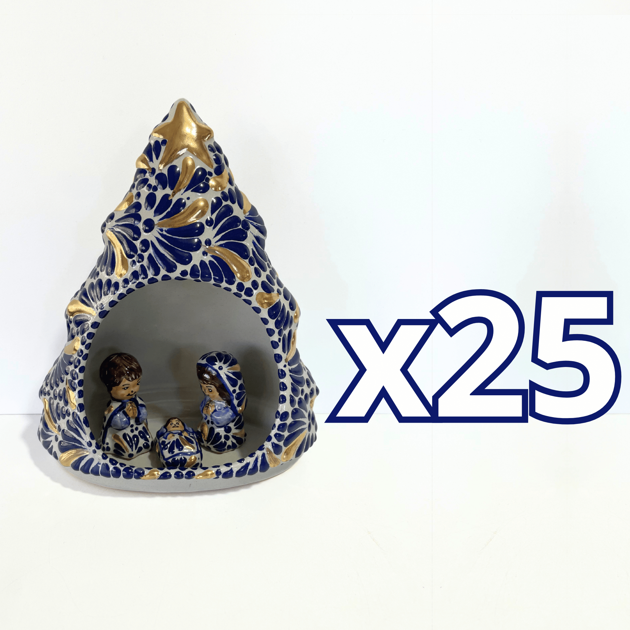 NACIMIENTO ARBOLITO FONDO TRADICIONAL MIK AZUL COBALTO DESTELLOS DE ORO