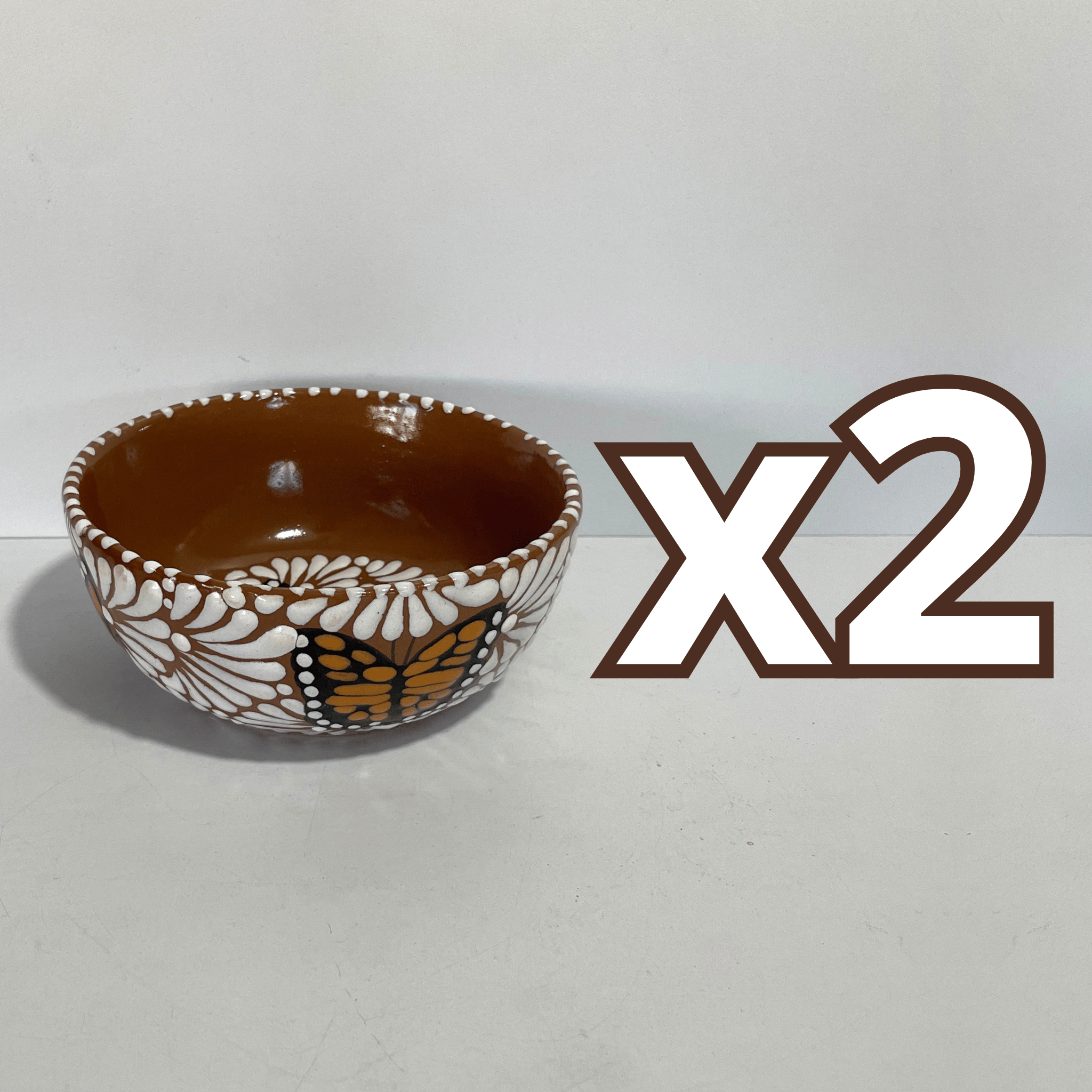 TAZON 15 CM FONDO CAFE MIK BLANCO MARIPOSAS