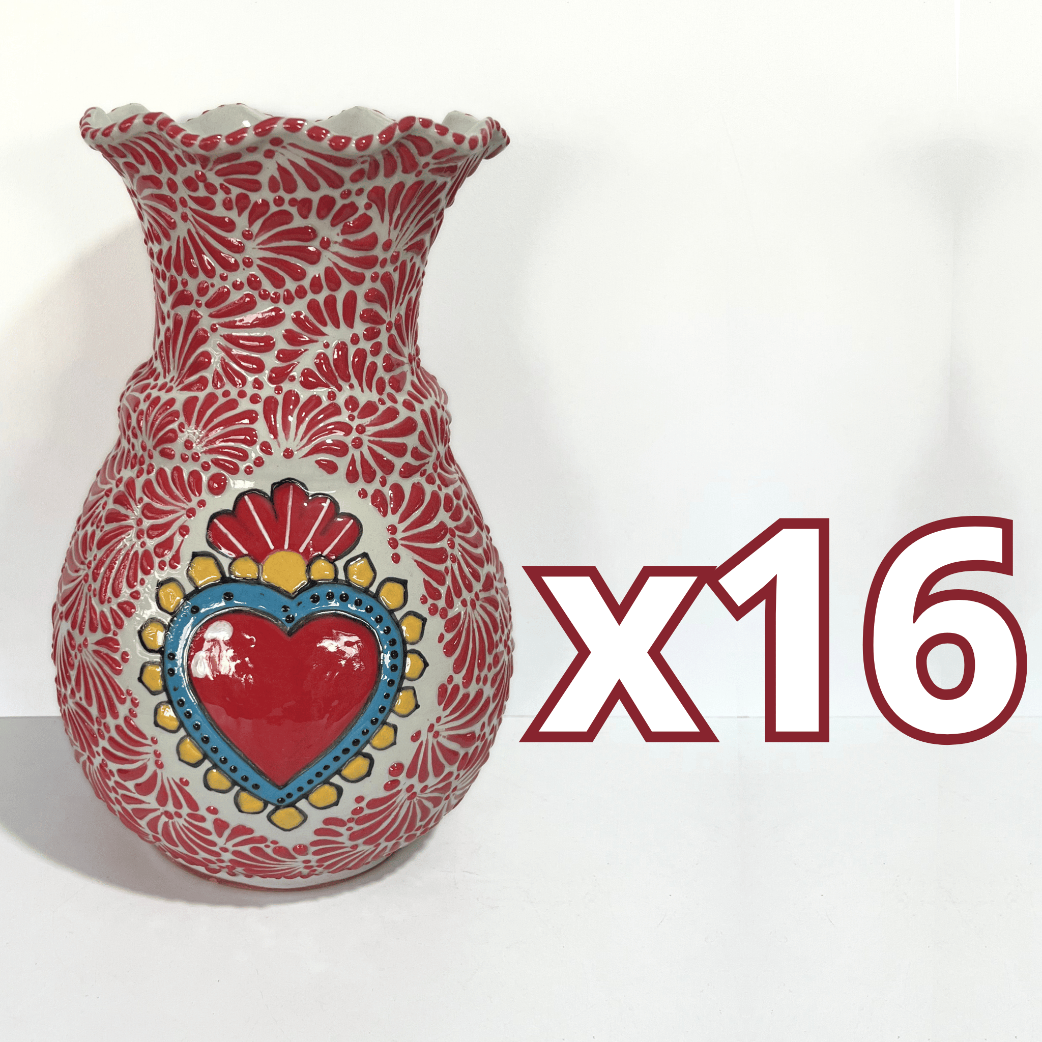 FLORERO ONDAS 30 CM FONDO TRADICIONAL MIK ROJO SAGRADO CORAZON