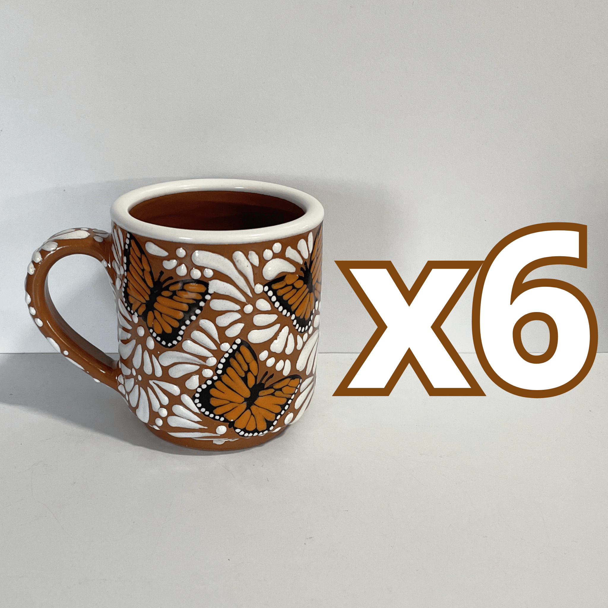 TAZA RECTA ESTANDAR FONDO CAFE MIK BLANCO MARIPOSAS