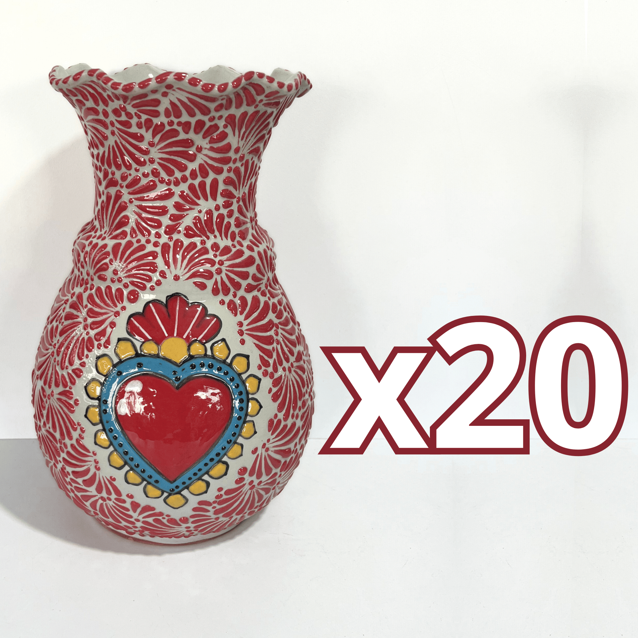 FLORERO ONDAS 30 CM FONDO TRADICIONAL MIK ROJO SAGRADO CORAZON