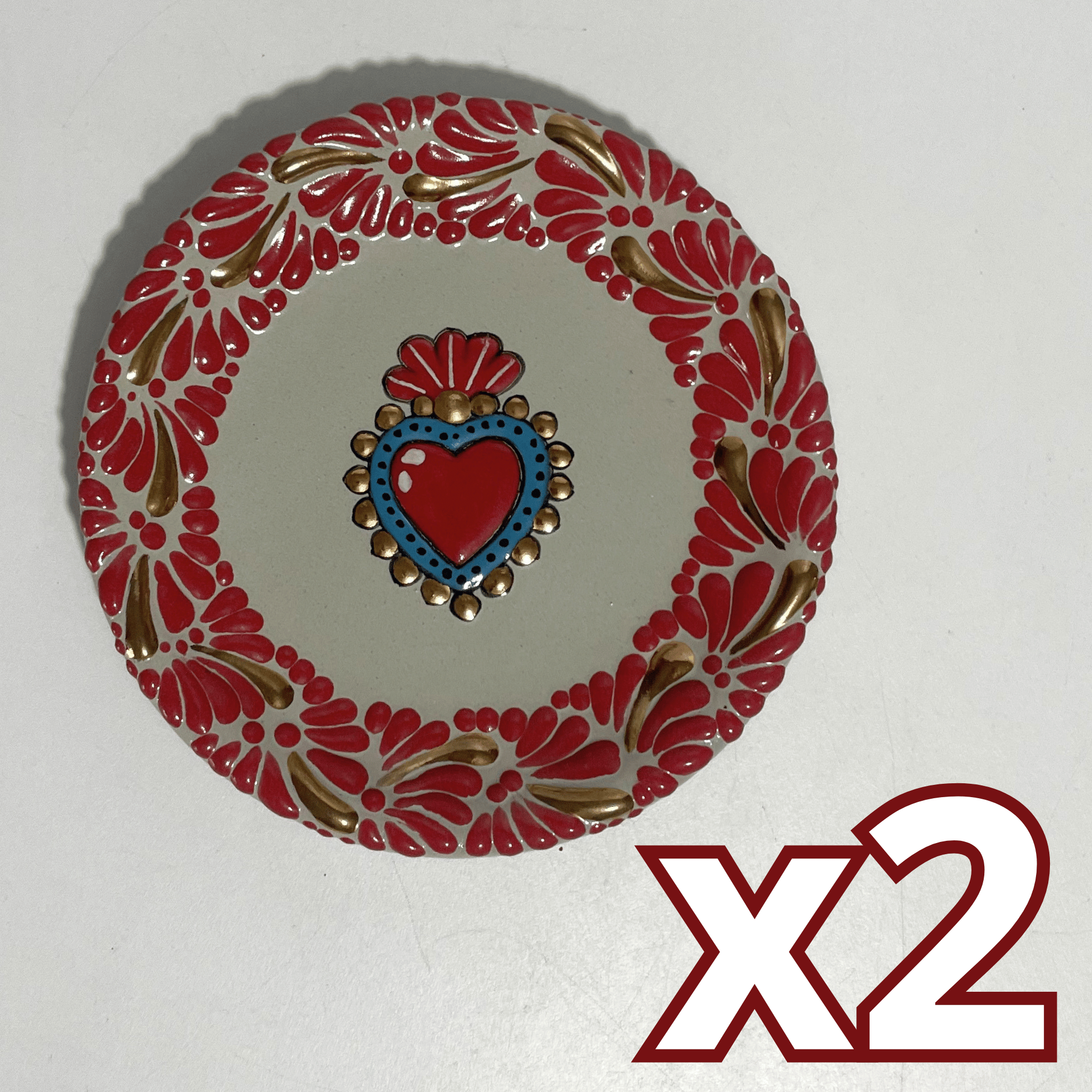 PLATO PLANO DESTELLOS DE ORO FONDO TRADICIONAL MIK CENEFA ROJO SAGRADO CORAZON