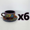 SET TAZA 300 ML Y PLATO FONDO NEGRO MIK MULTICOLOR