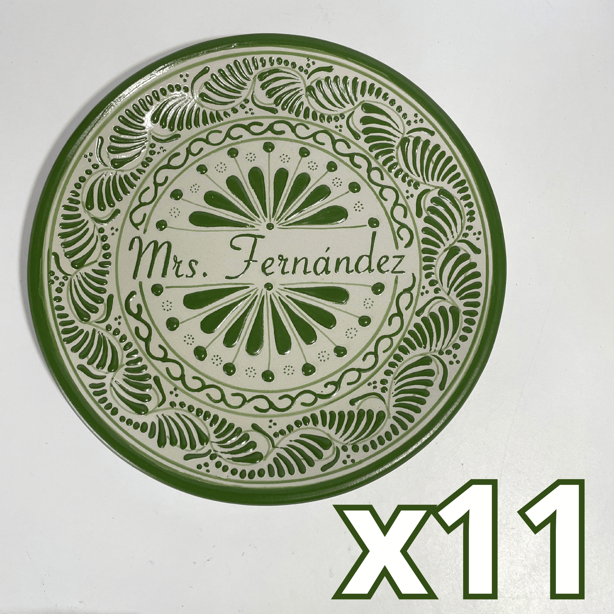 PLATO PLANO 16 CARACTERES FONDO TRADICIONAL CENEFA VERDE NOMBRE