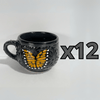 TAZA CHOCOLATERA MEDIANA FONDO NEGRO MIK NEGRO MARIPOSA
