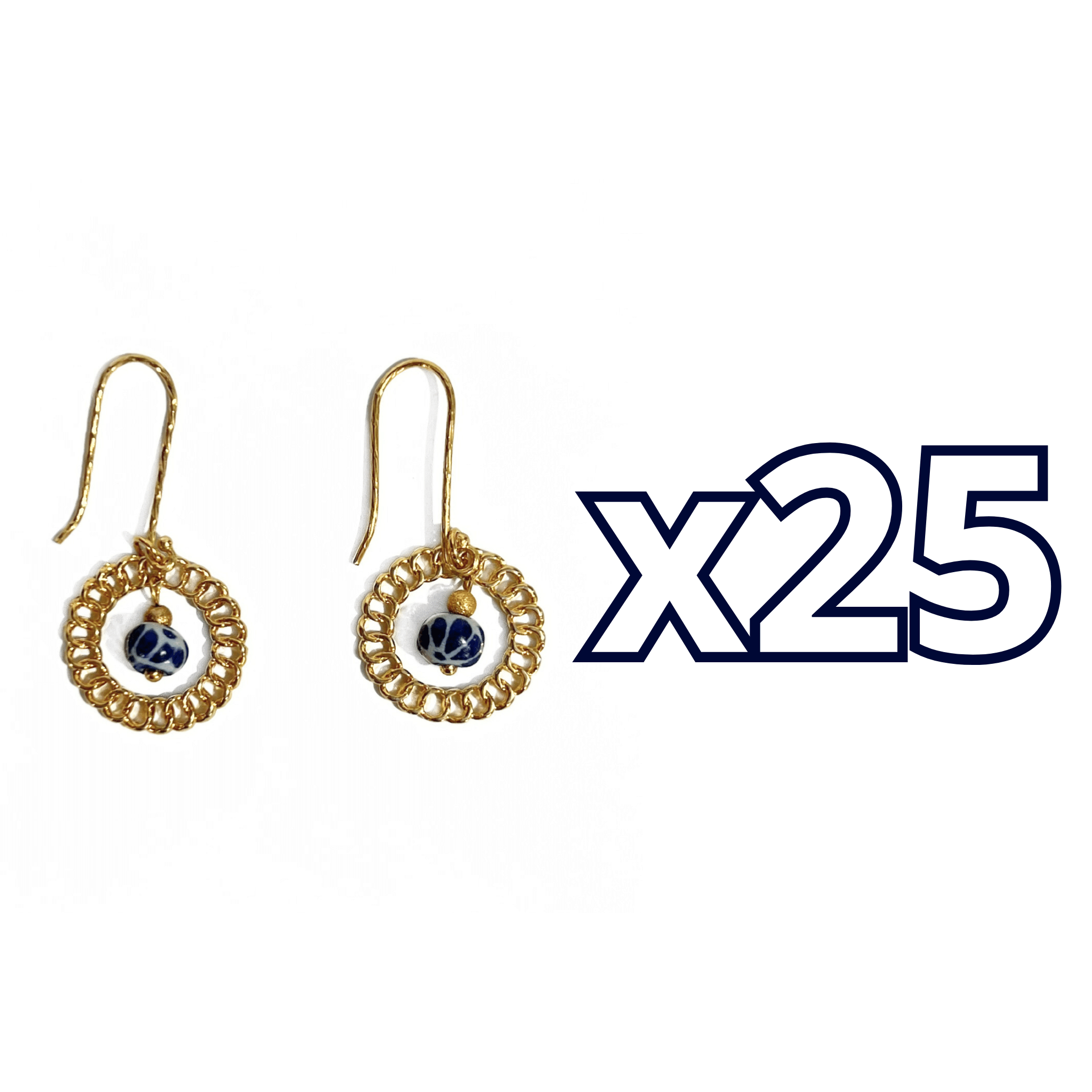 ARETES AROS ESFERA FONDO TRADICIONAL DECORADO AZUL COBALTO