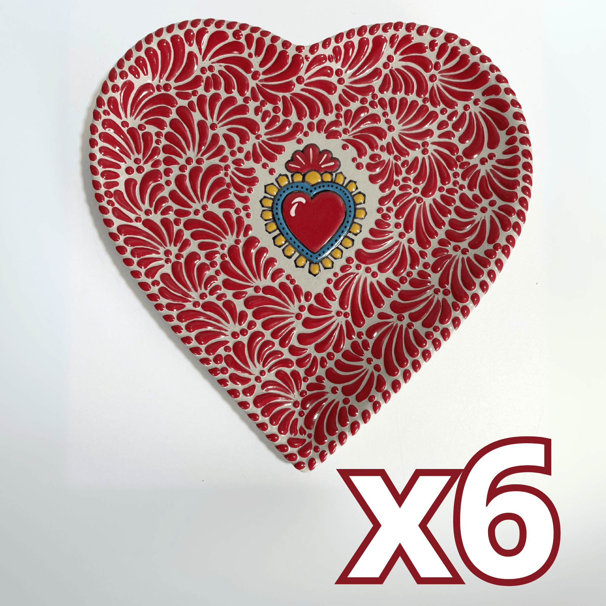 CHAROLA DE CORAZON 25 CM FONDO TRADICIONAL MIK ROJO SAGRADO CORAZON