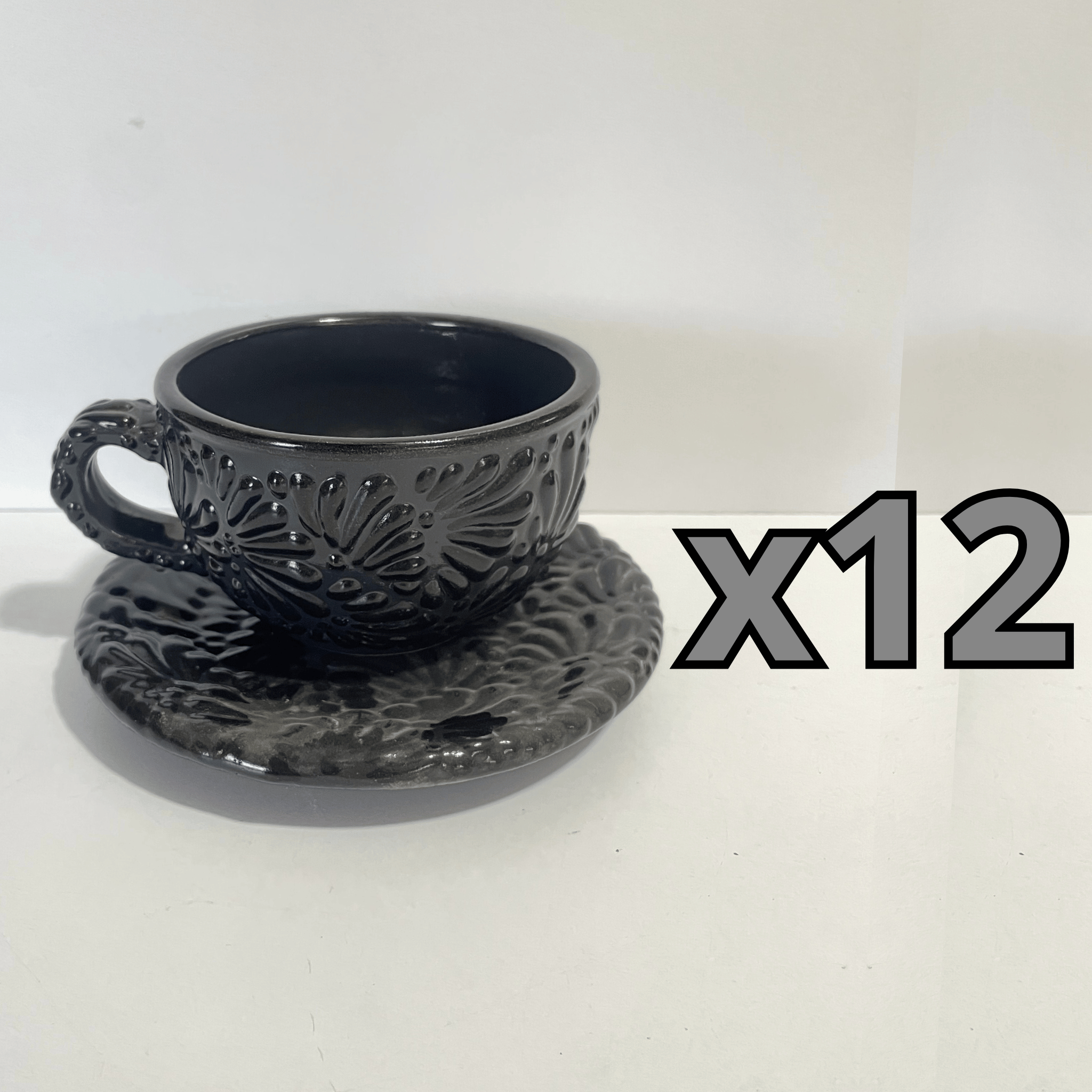 SET TAZA 300 ML Y PLATO MIK SUPER BLACK