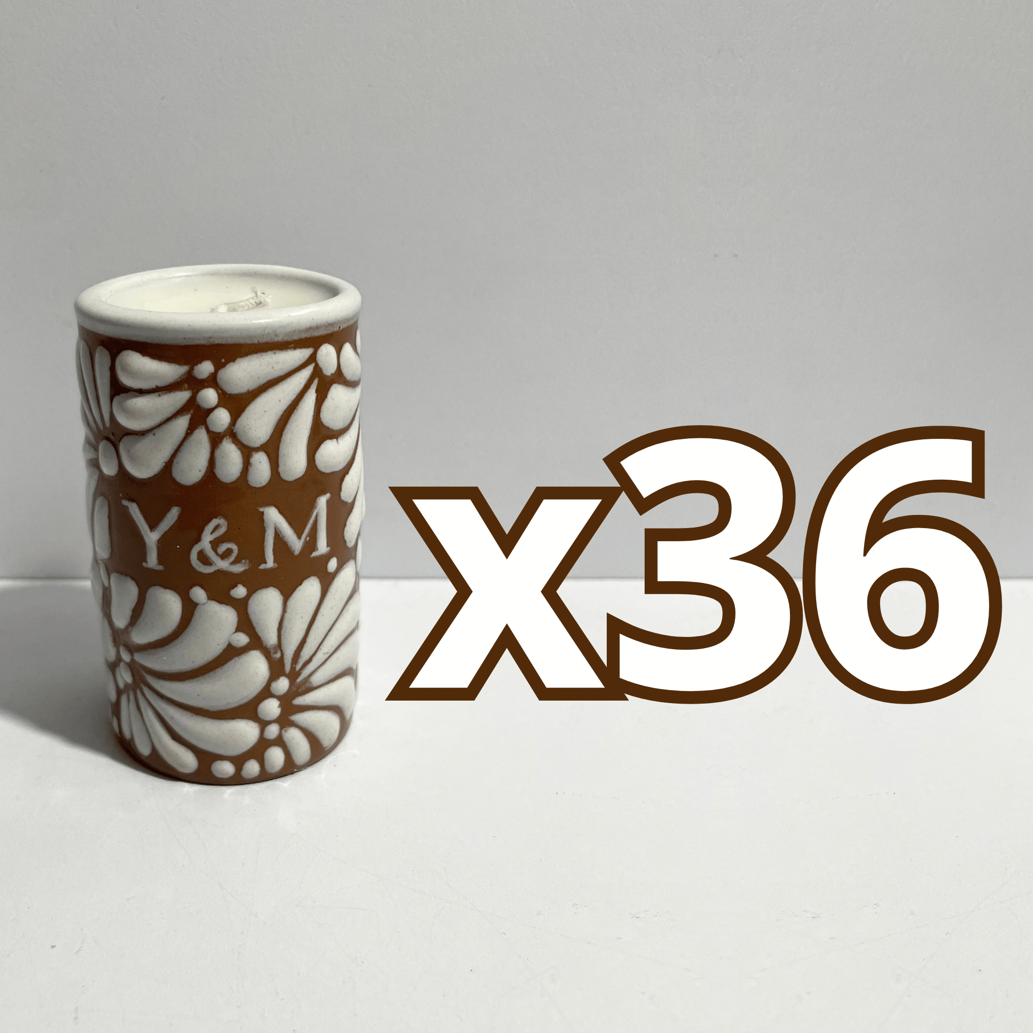 TEQUIVELA PERSONALIZADA FONDO CAFE MIK BLANCO INICIALES