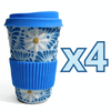 TERMO 15 CM SIN ASA FONDO BABY BLUE MIK AZUL TURQUESA MARGARITAS