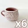 TAZA CHOCOLATERA MEDIANA FONDO ROSA DECORADO BLANCO