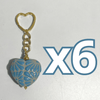 LLAVERO CORAZON INFLADO FONDO TRADICIONAL DECORADO AZUL PASTEL