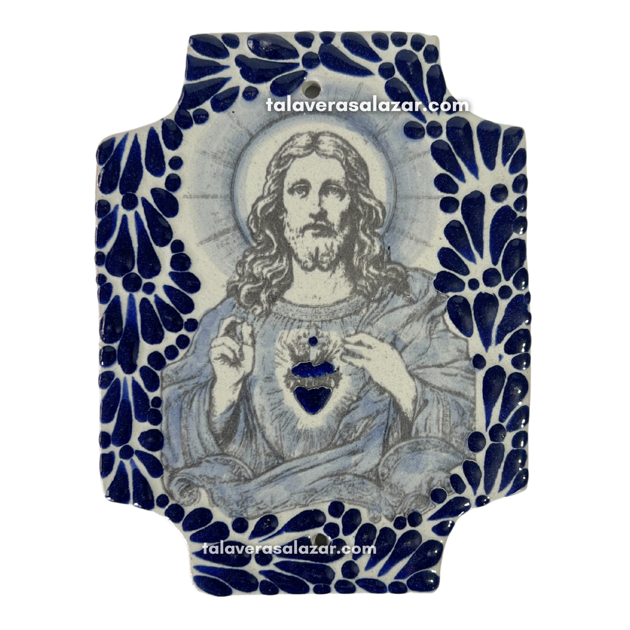 PLACA 14.5 CM SAGRADO CORAZON DE JESUS MIK AZUL COBALTO