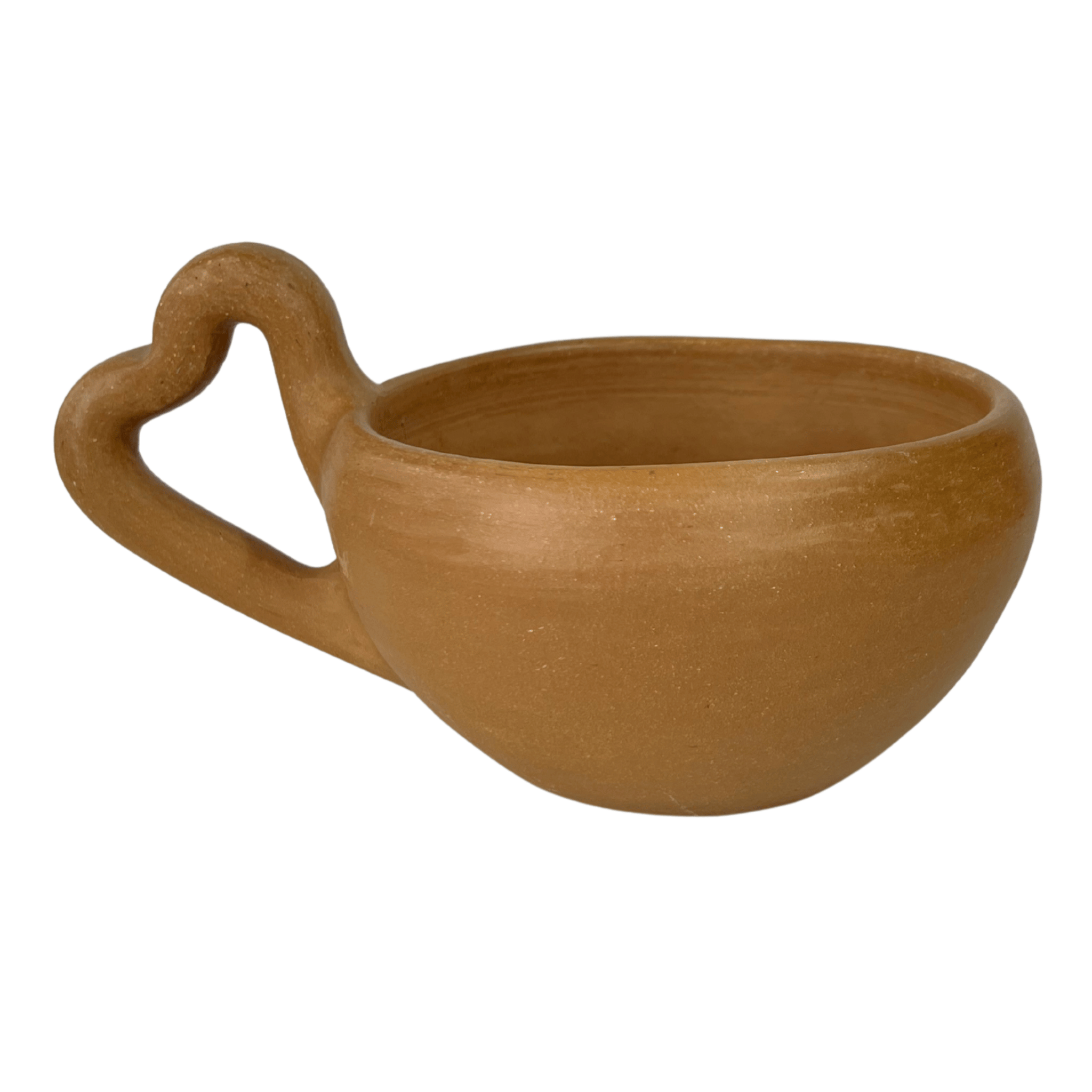 TAZA REDONDA ASA CORAZON BARRO BLANCO