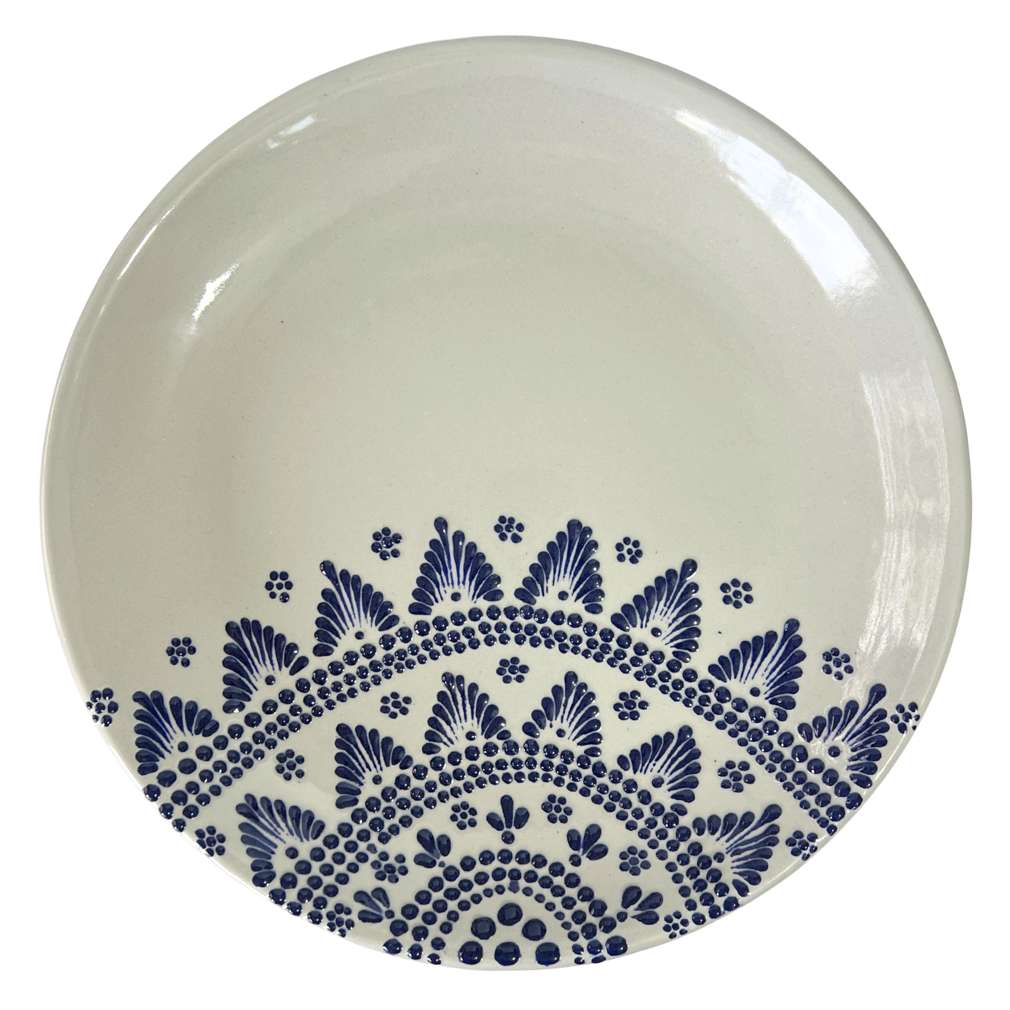 PLATON REDONDO 40 CM FONDO TRADICIONAL CENEFA MANDALA AZUL COBALTO