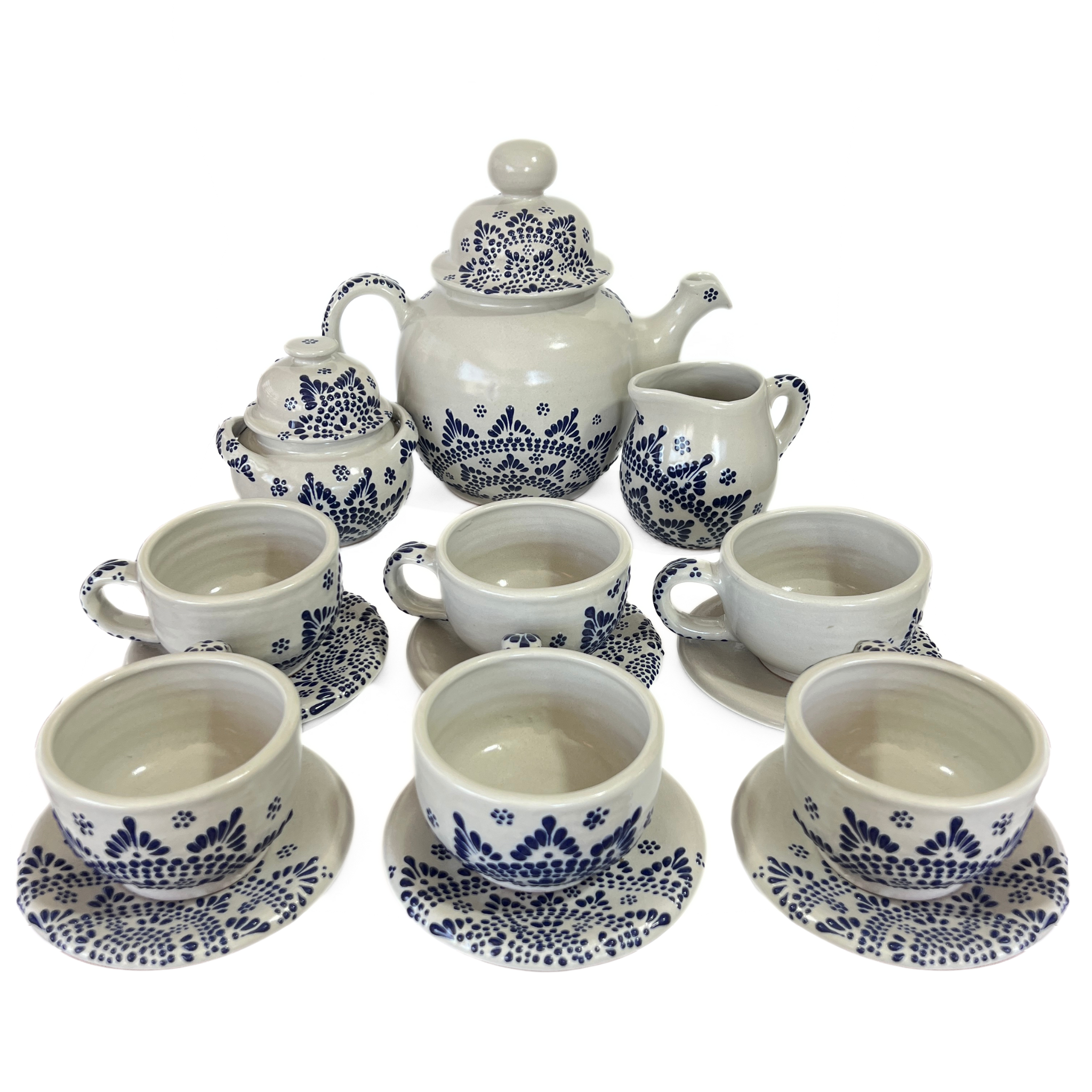 PAQUETE JUEGO DE CAFE FONDO TRADICIONAL CENEFA MANDALA AZUL COBALTO