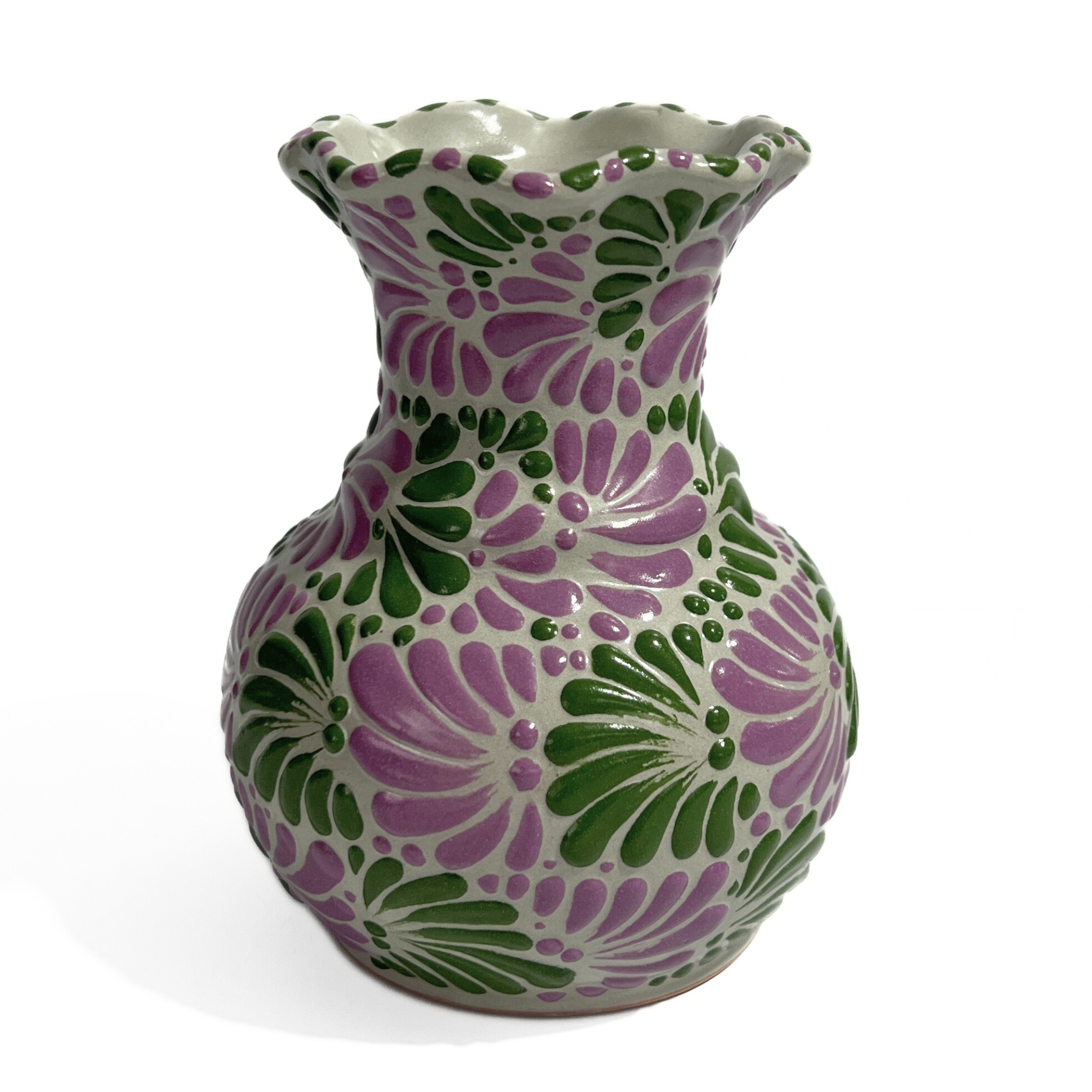 FLORERO ONDAS 15 CM FONDO TRADICIONAL MIK COMBINACION VERDE BANDERA CON MORADO