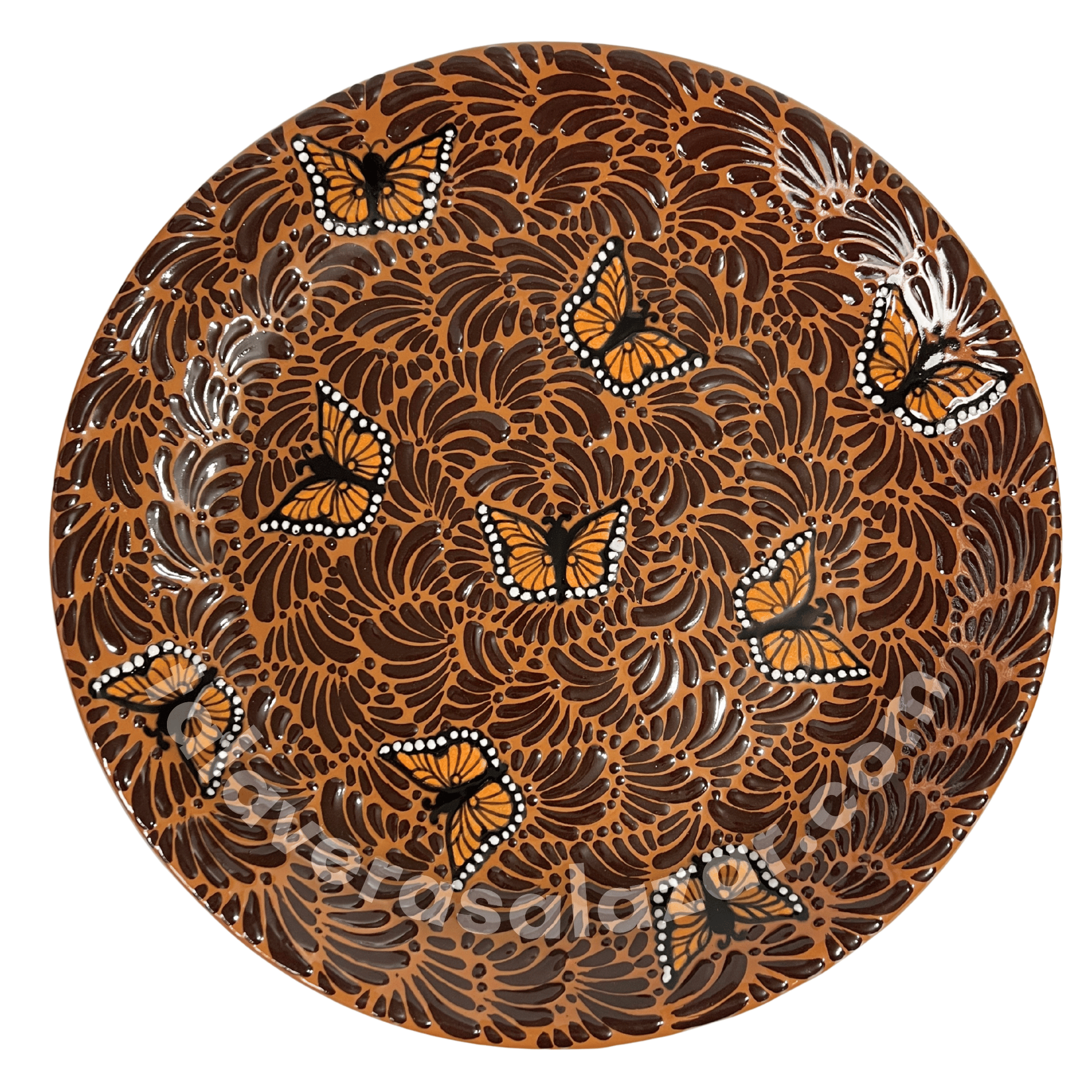 PLATON REDONDO 40 CM FONDO CAFE MIK CAFE CHOCOLATE MARIPOSAS