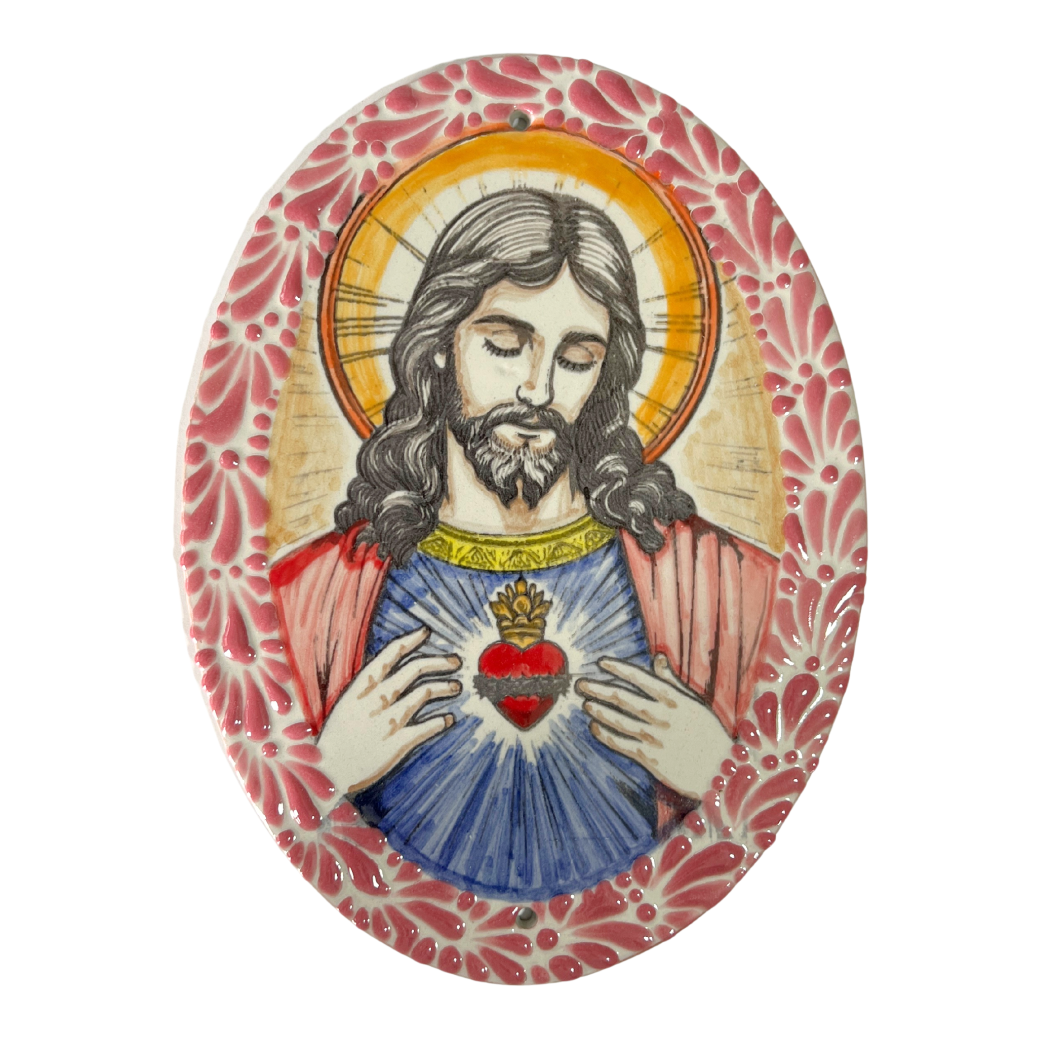 PLACA OVALADA 24 CM SAGRADO CORAZON DE JESUS MIK ROSA
