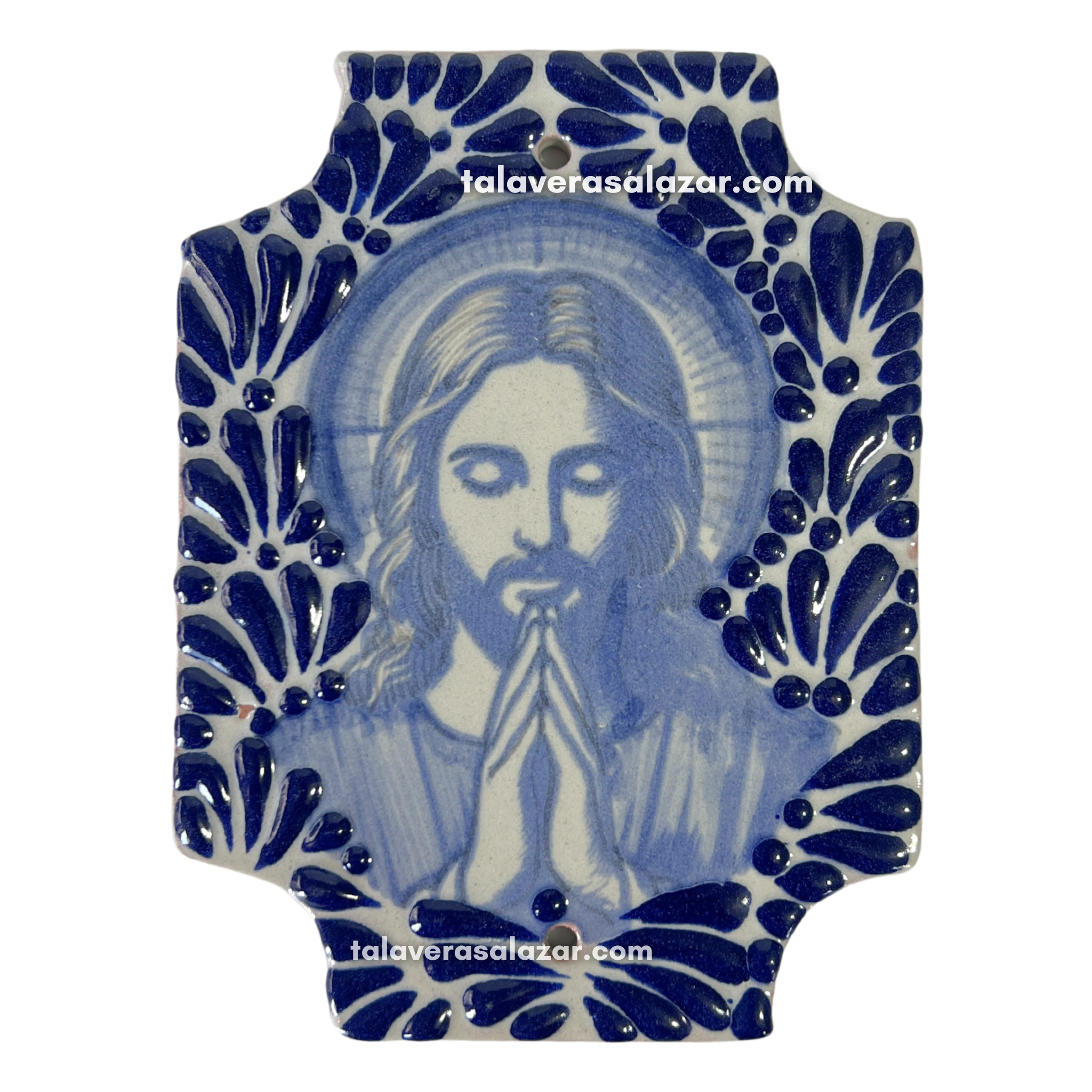 PLACA 14.5 CM JESUS ORANDO MIK AZUL COBALTO