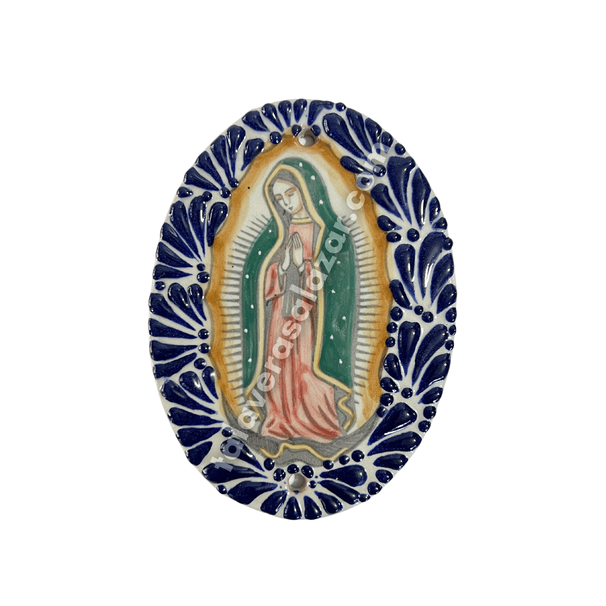 PLACA OVALADA 14 CM NUESTRA SEÑORA DE GUADALUPE MIK AZUL COBALTO