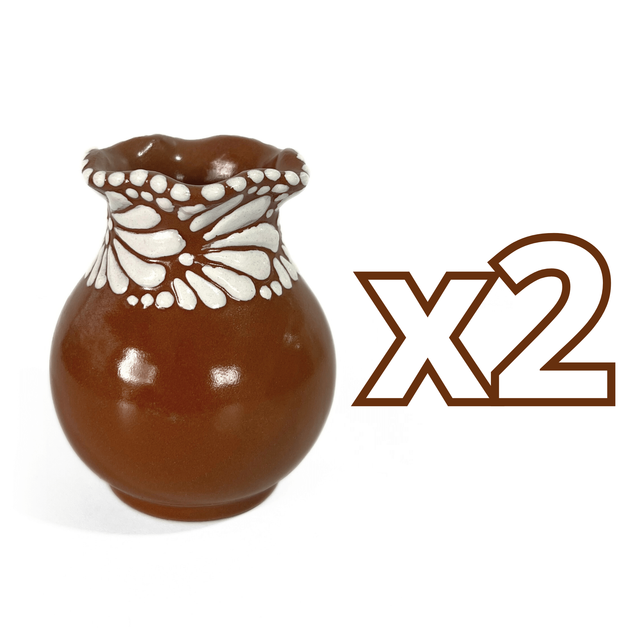 FLORERO ONDAS 8 CM FONDO CAFE MIK CENEFA BLANCO