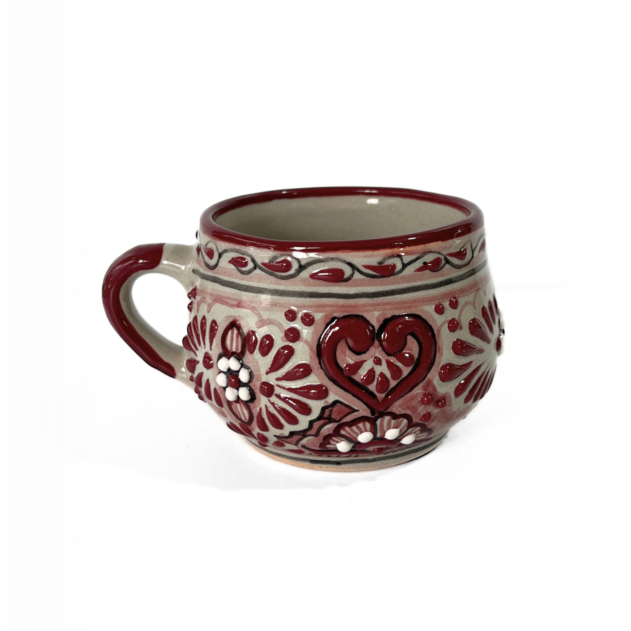 TAZA CHOCOLATERA MEDIANA FONDO TRADICIONAL CENEFA FLORES VINO