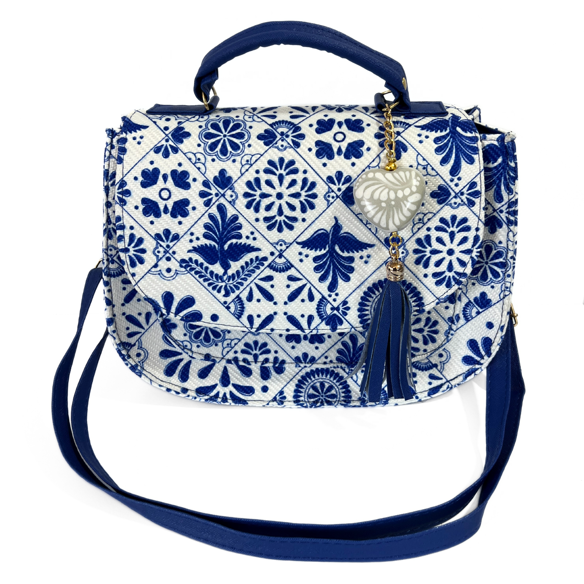 BOLSO COLOR AZUL COBALTO ESTILO TALAVERA CON LLAVERO