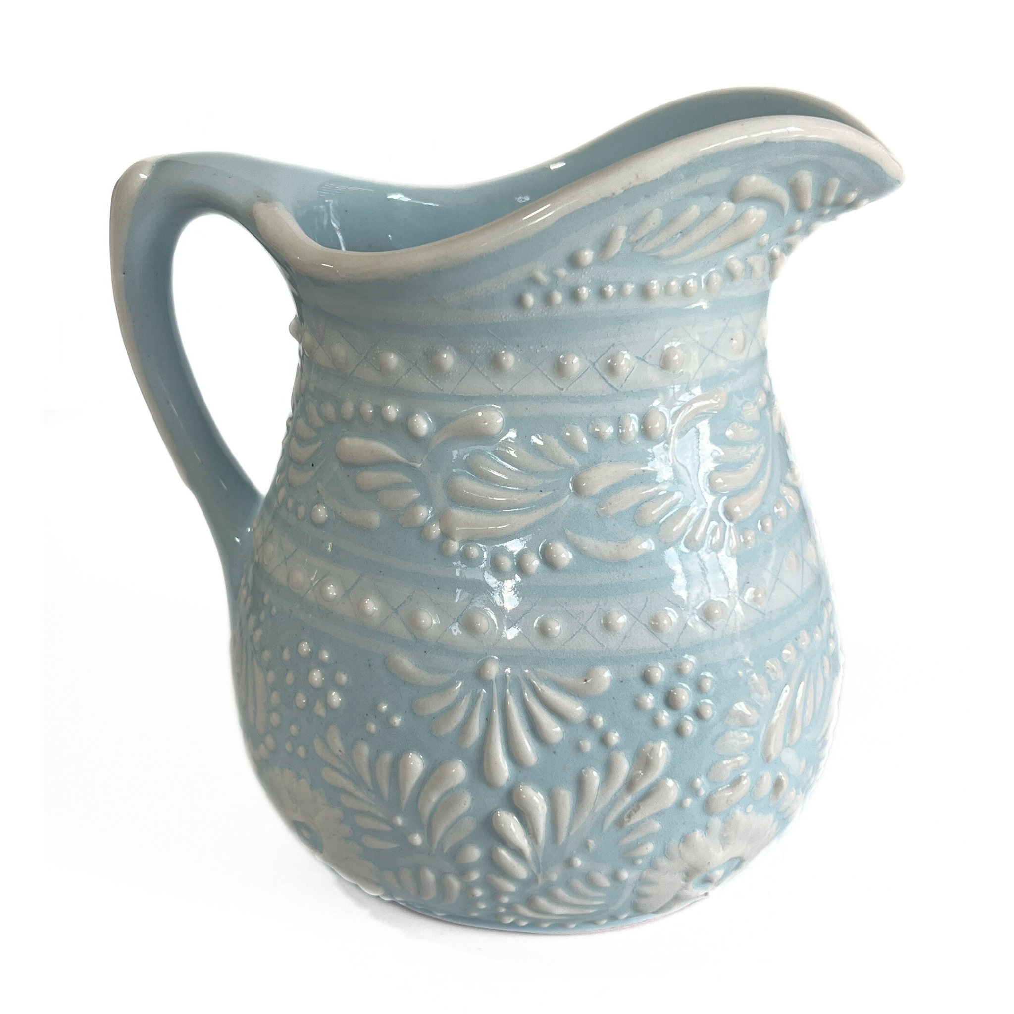 JARRA CHICA CURVA FONDO BABY BLUE CENEFA BLANCO