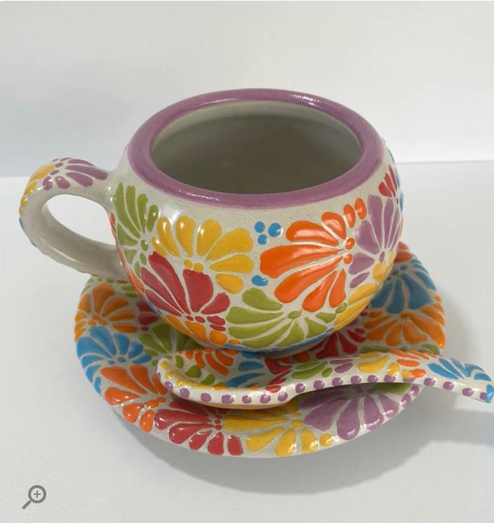 SET 3 PIEZAS CHOCOLATERA GRANDE FONDO TRADICIONAL MULTICOLOR MIK