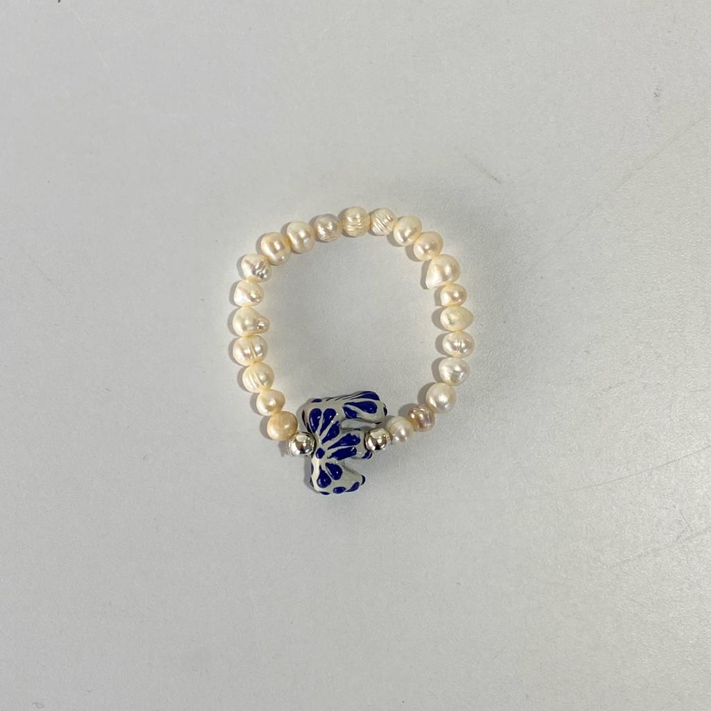PULSERA INICIAL LETRA F AZUL COBALTO