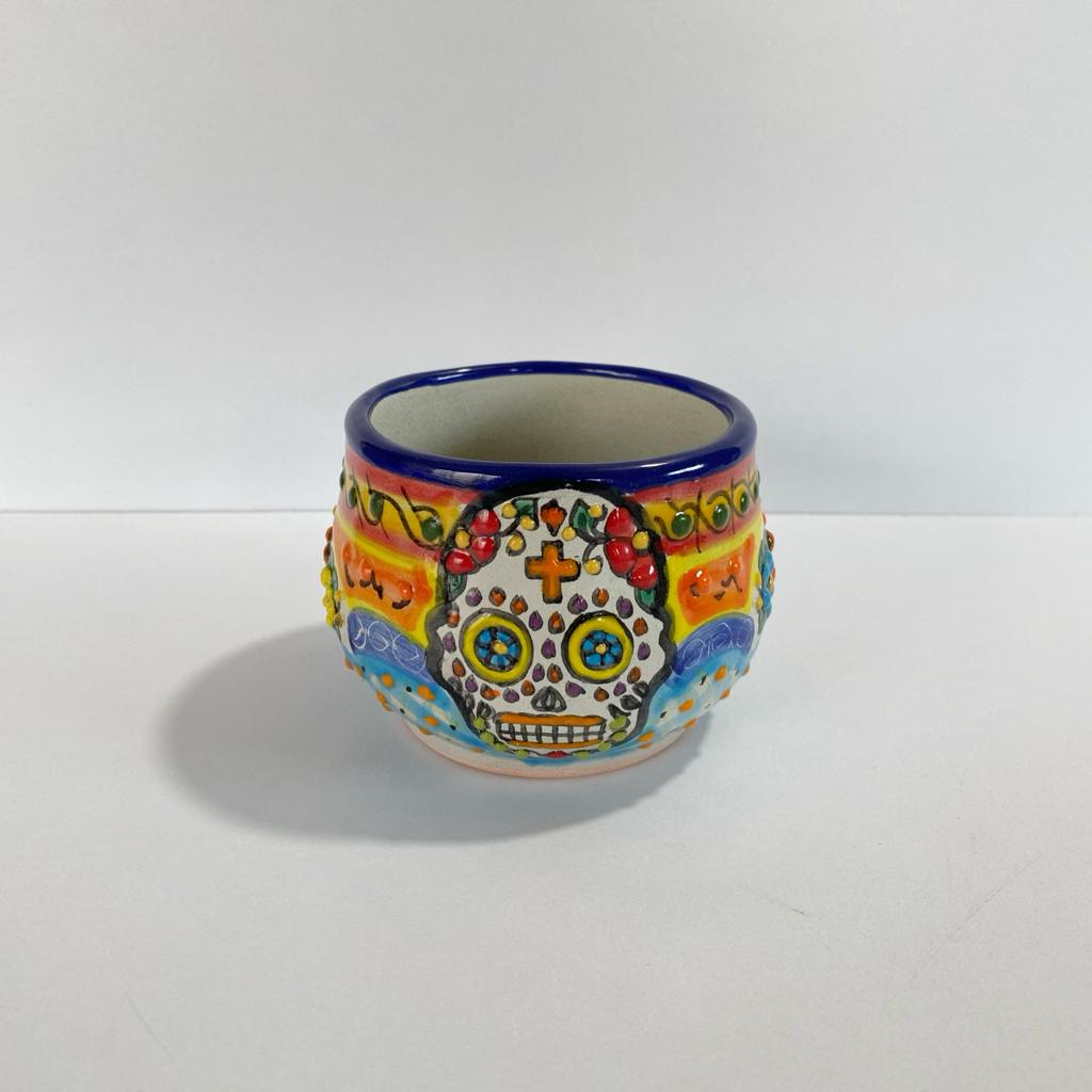 TAZA CHOCOLATERA MEDIANA CALAVERA MULTICOLORES