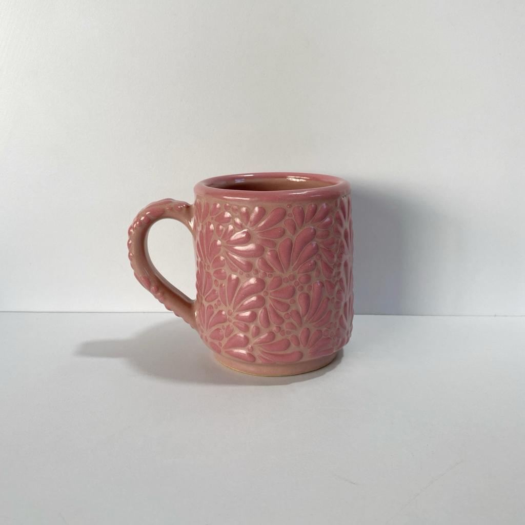 TAZA RECTA ESTANTAR FONDO ROSA DECORADO ROSA MIK