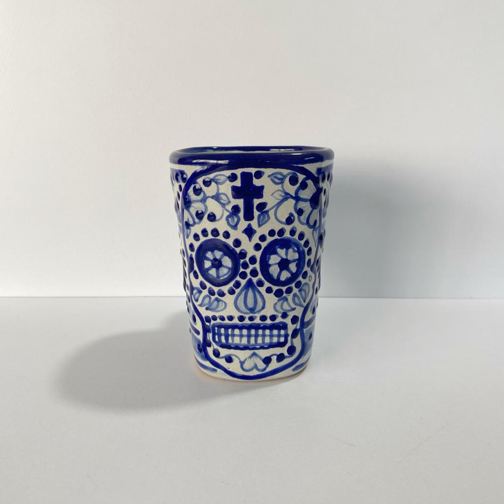 TAZA SEMI CUADRADA CALAVERA AZUL COBALTO