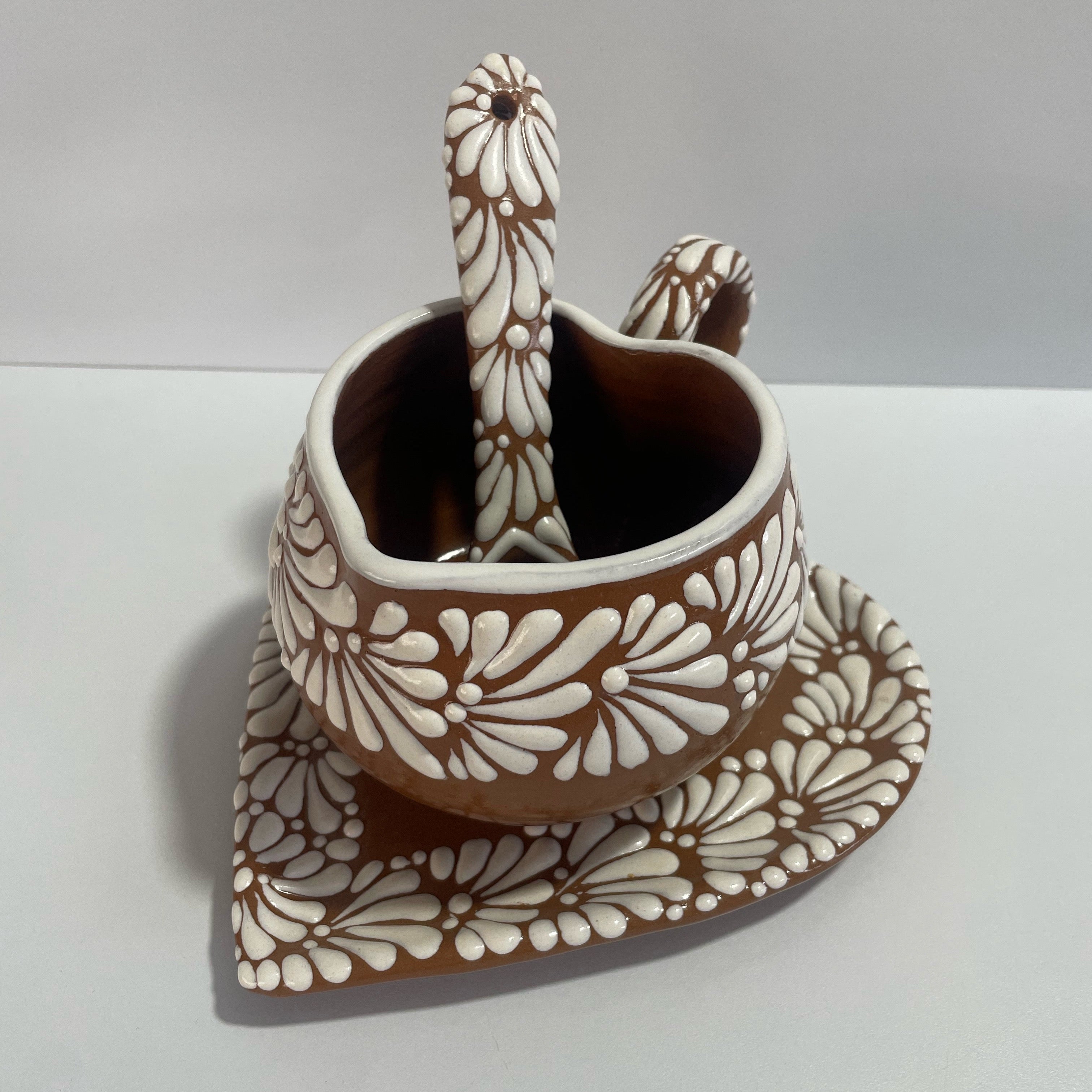 SET 3 PIEZAS TAZA FORMA CORAZON CHOCO GRANDE CAFE MIK BLANCO