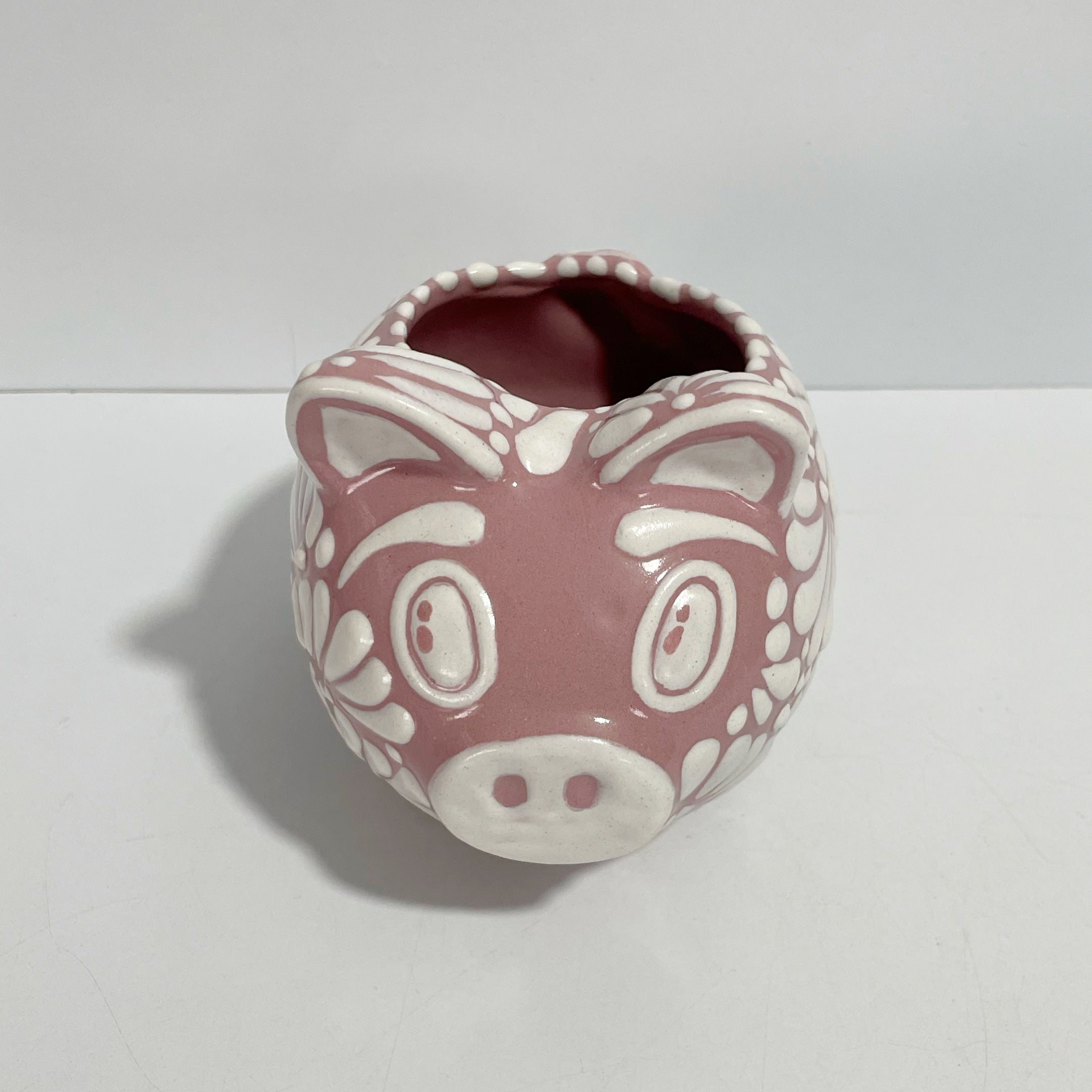 MACETA CERDITO FONDO ROSA MIK BLANCO