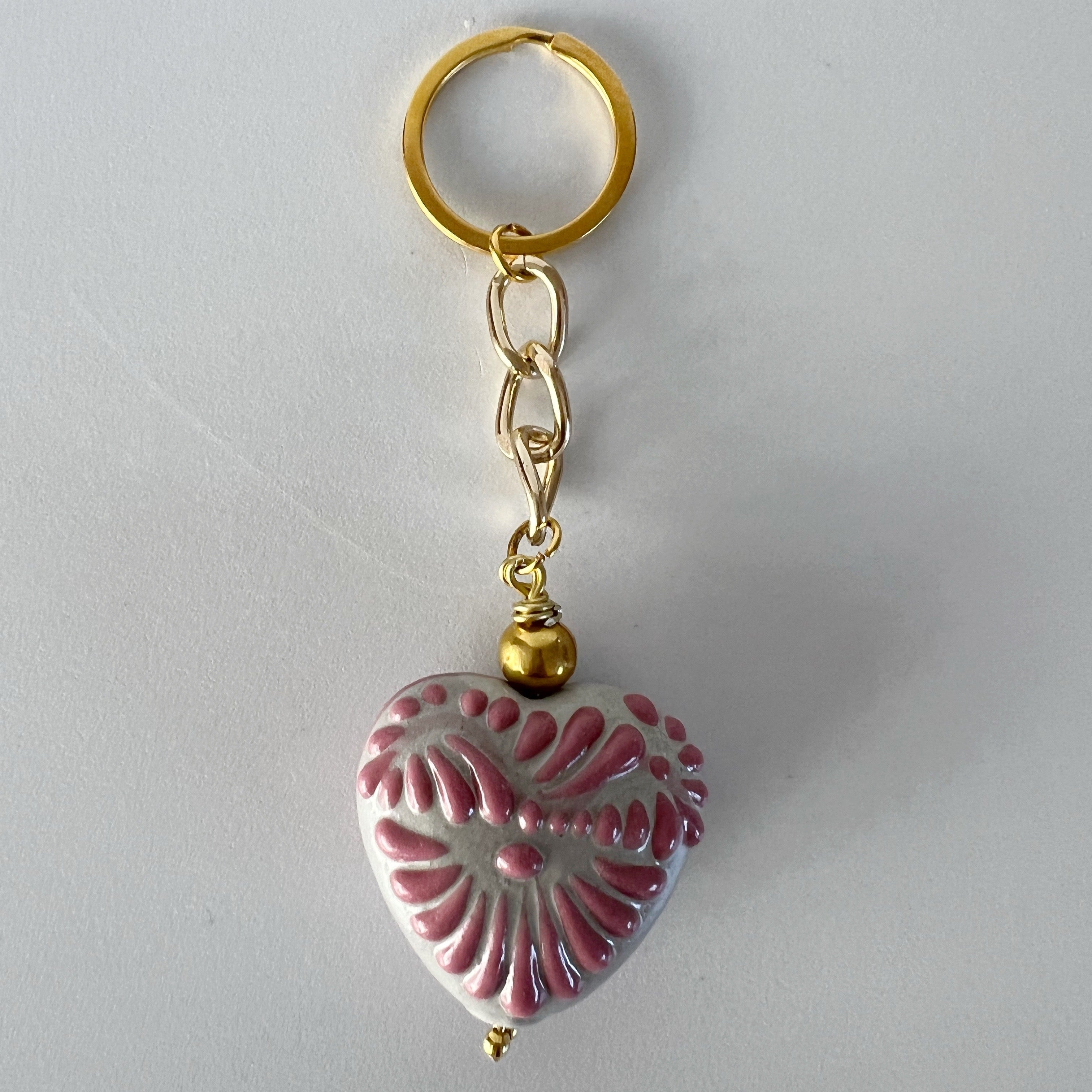 LLAVERO CORAZON ROSA TRIDIMENSIONAL CADENA