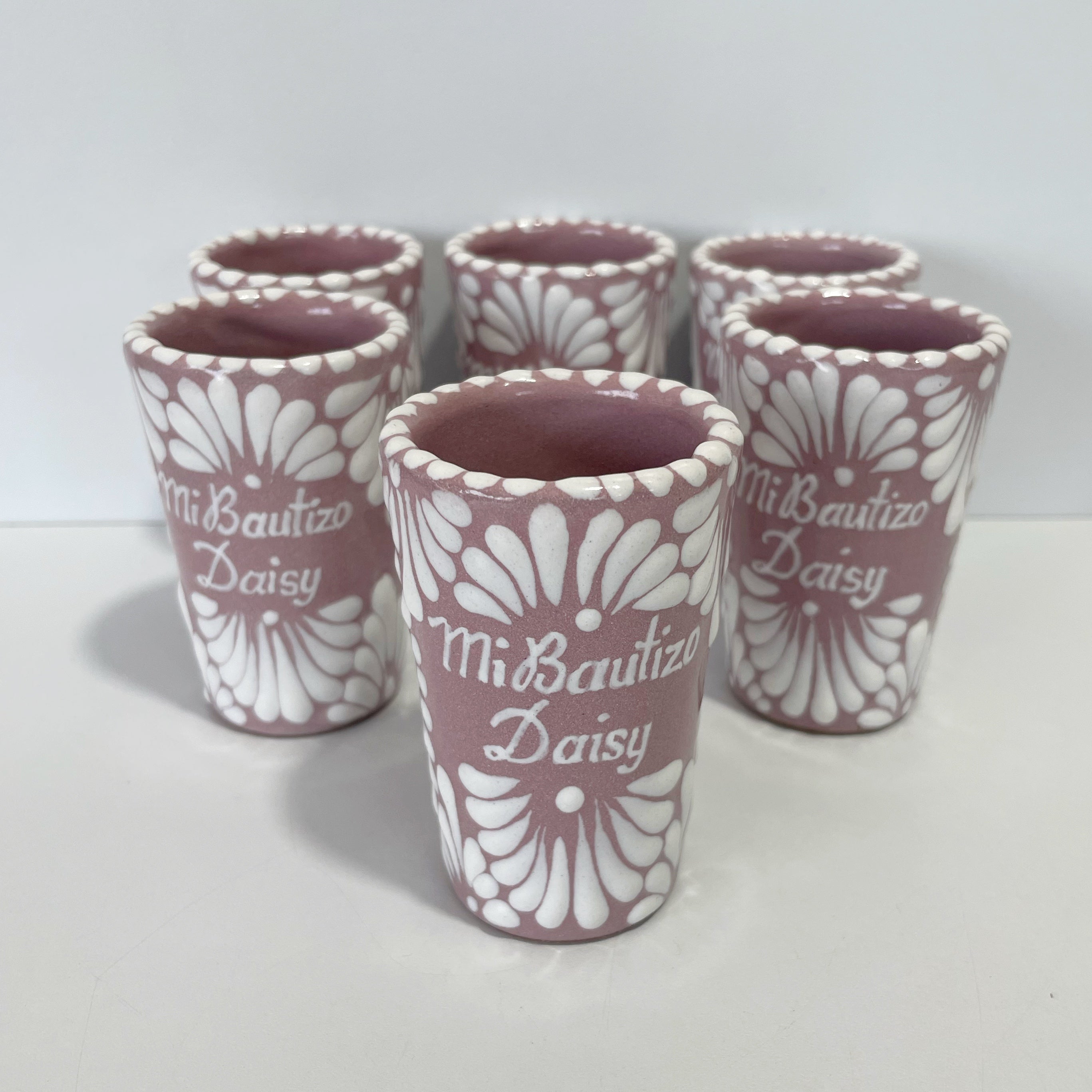 TEQUILERO PERSONALIZADO FONDO ROSA ABANICO COMPLETO BLANCO MI BAUTIZO