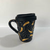 TERMO TAZA 10 CM, SUPER BLACK DESTELLOS DE ORO