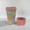 TERMO 15 CM SIN ASA FONDO TRADICIONAL CENEFA COLORES PASTEL TAPA ROSA