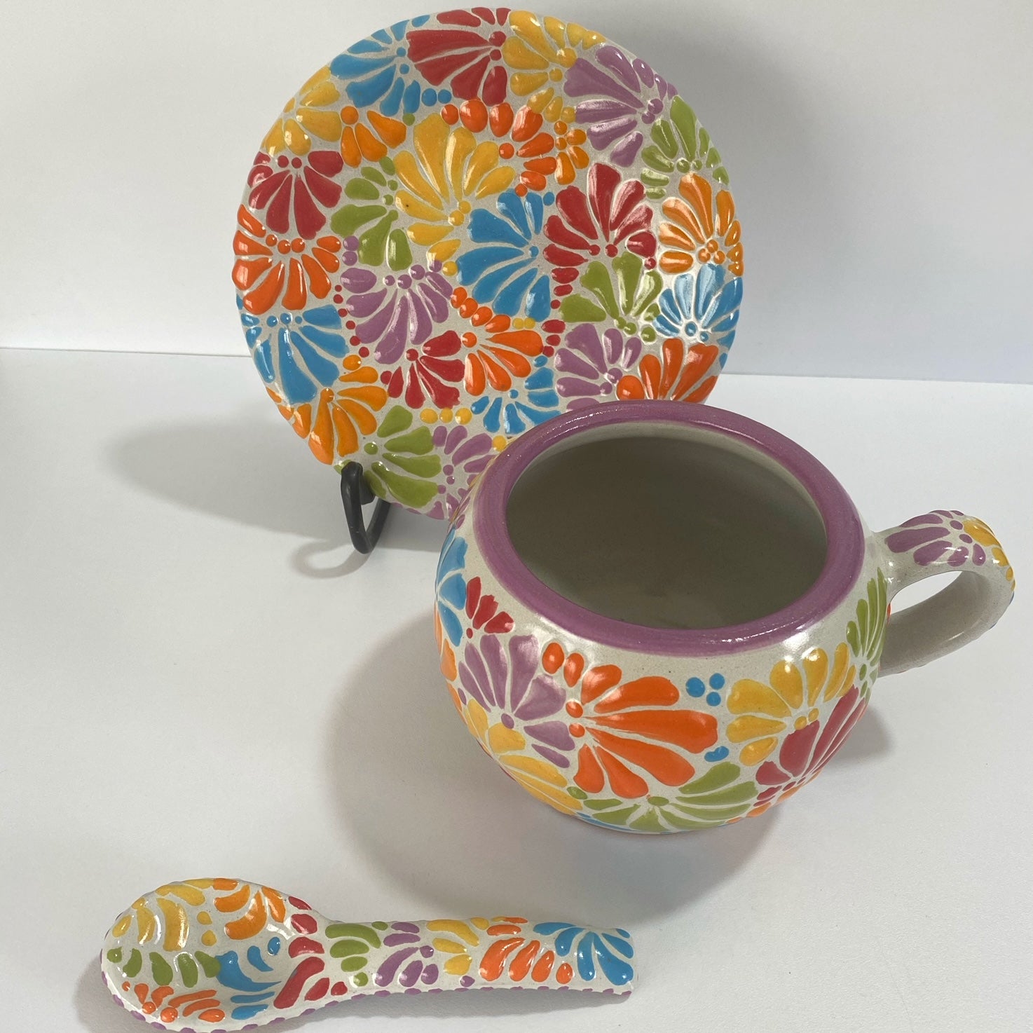 SET 3 PIEZAS CHOCOLATERA GRANDE FONDO TRADICIONAL MULTICOLOR MIK